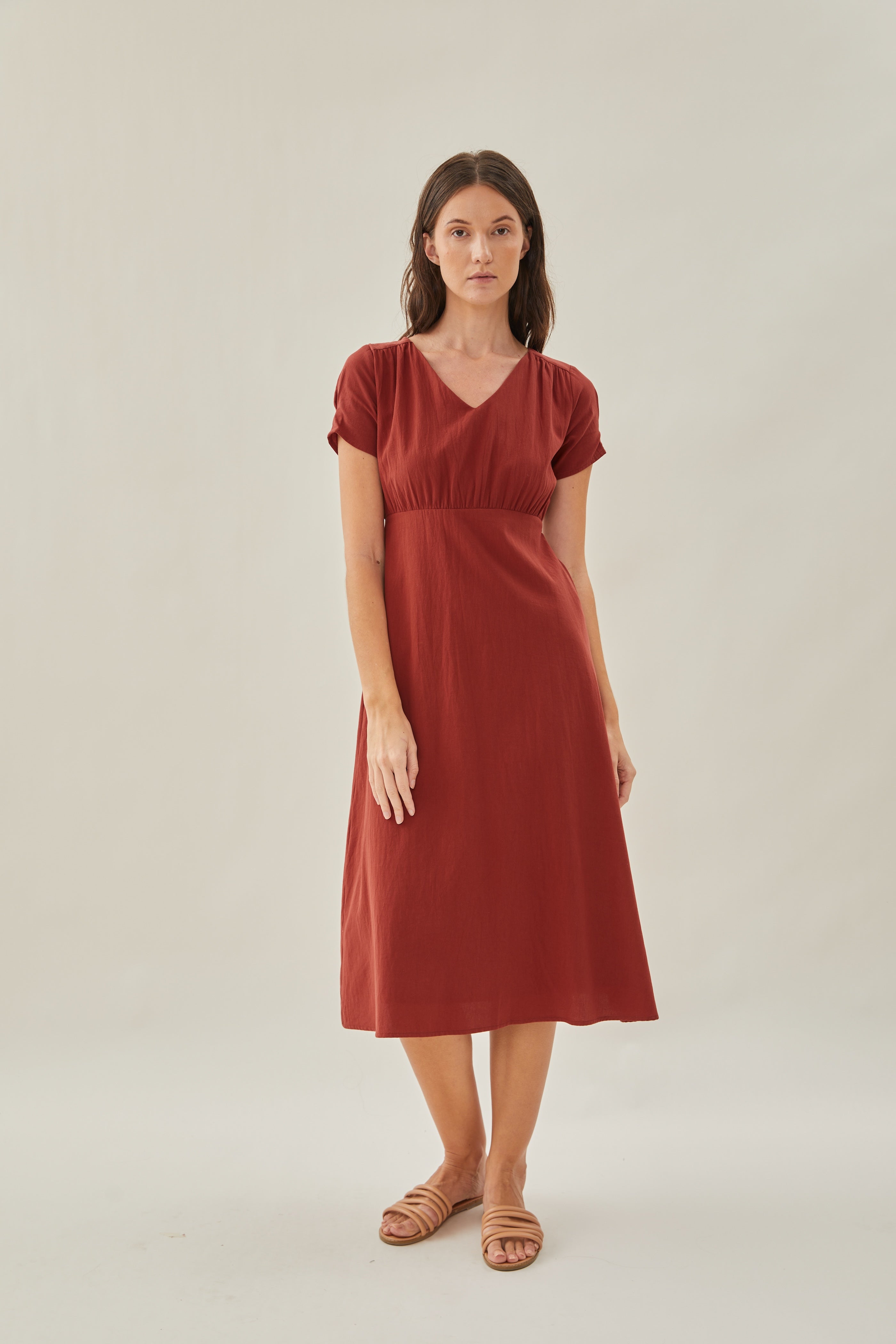 Waisted Midi Dress in Sienna