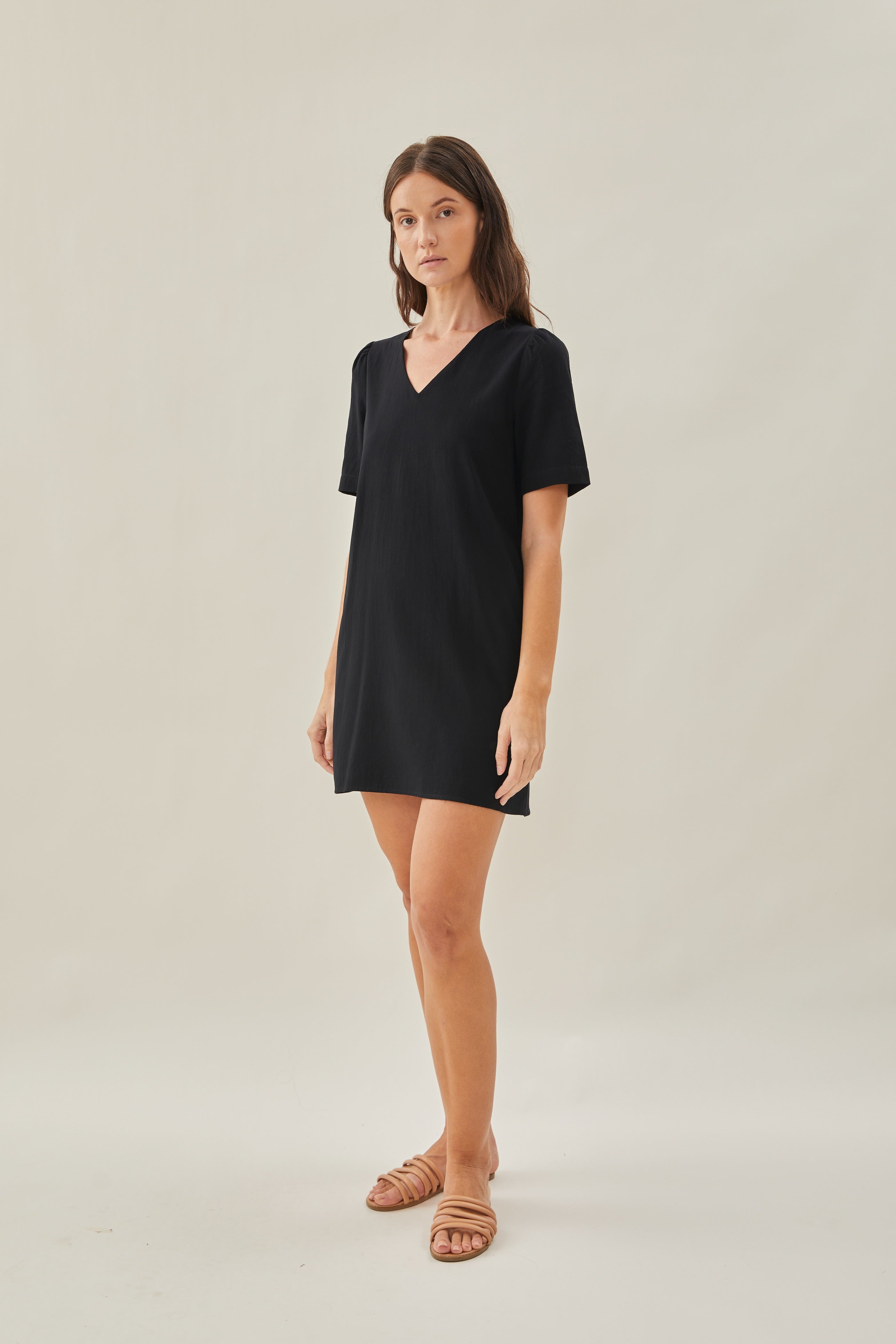 Cotton Shift Dress in Black