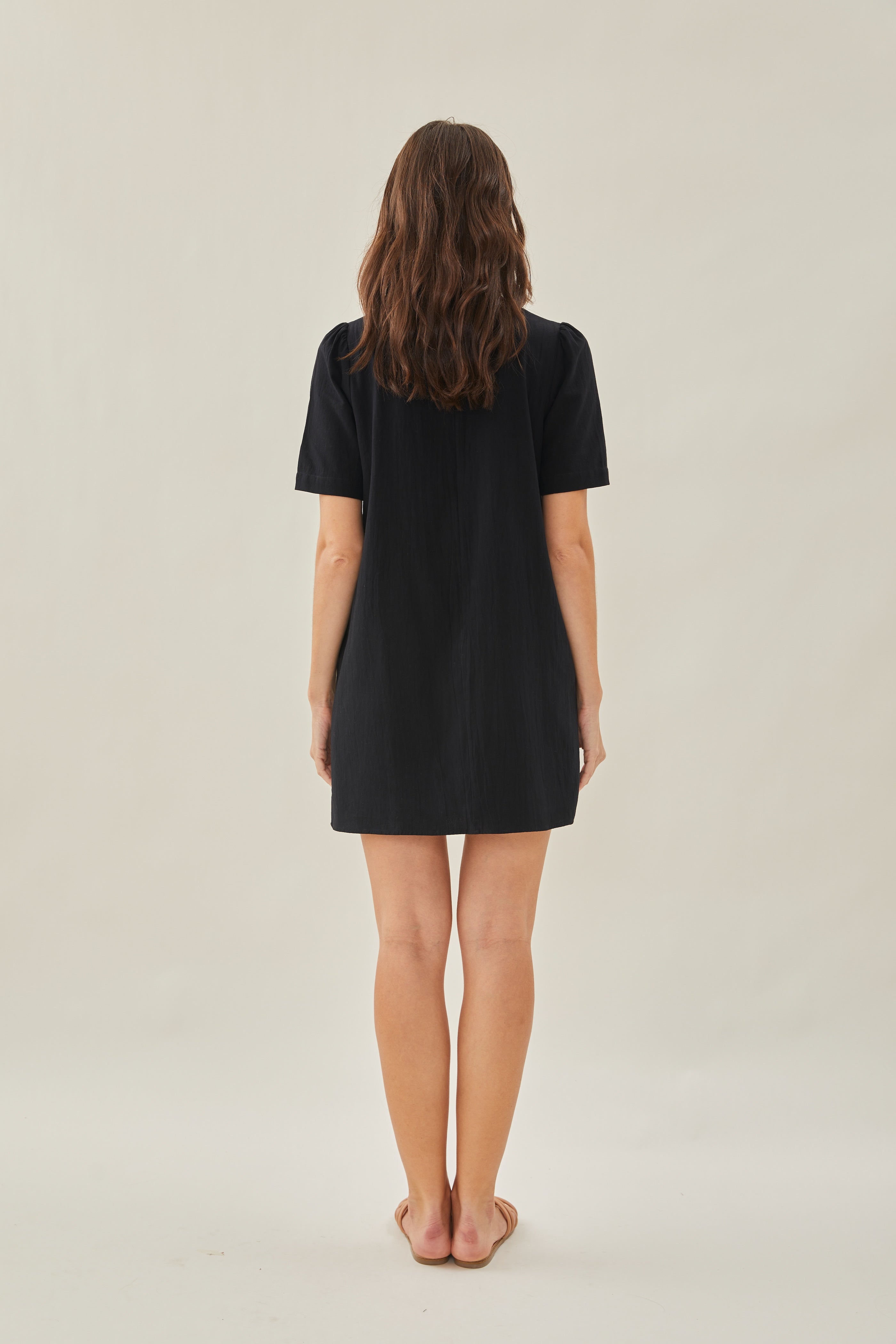 Cotton Shift Dress in Black