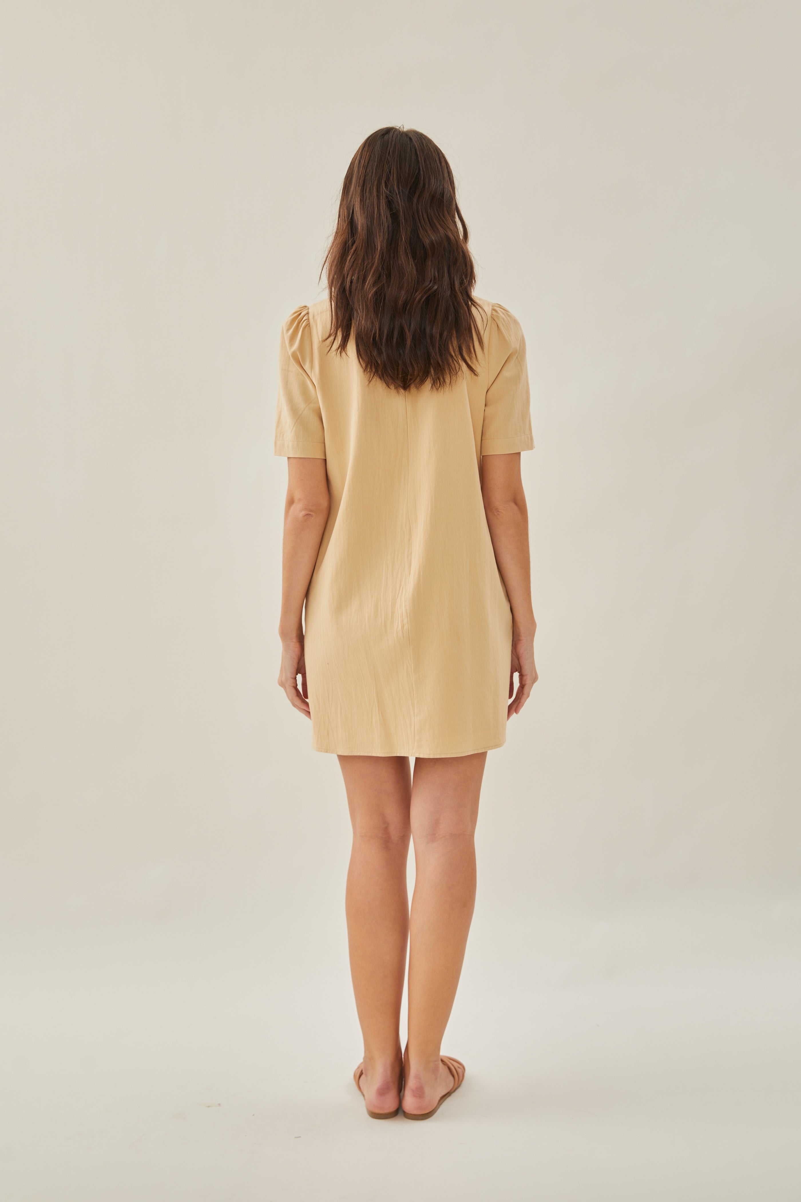Cotton Shift Dress in Oat