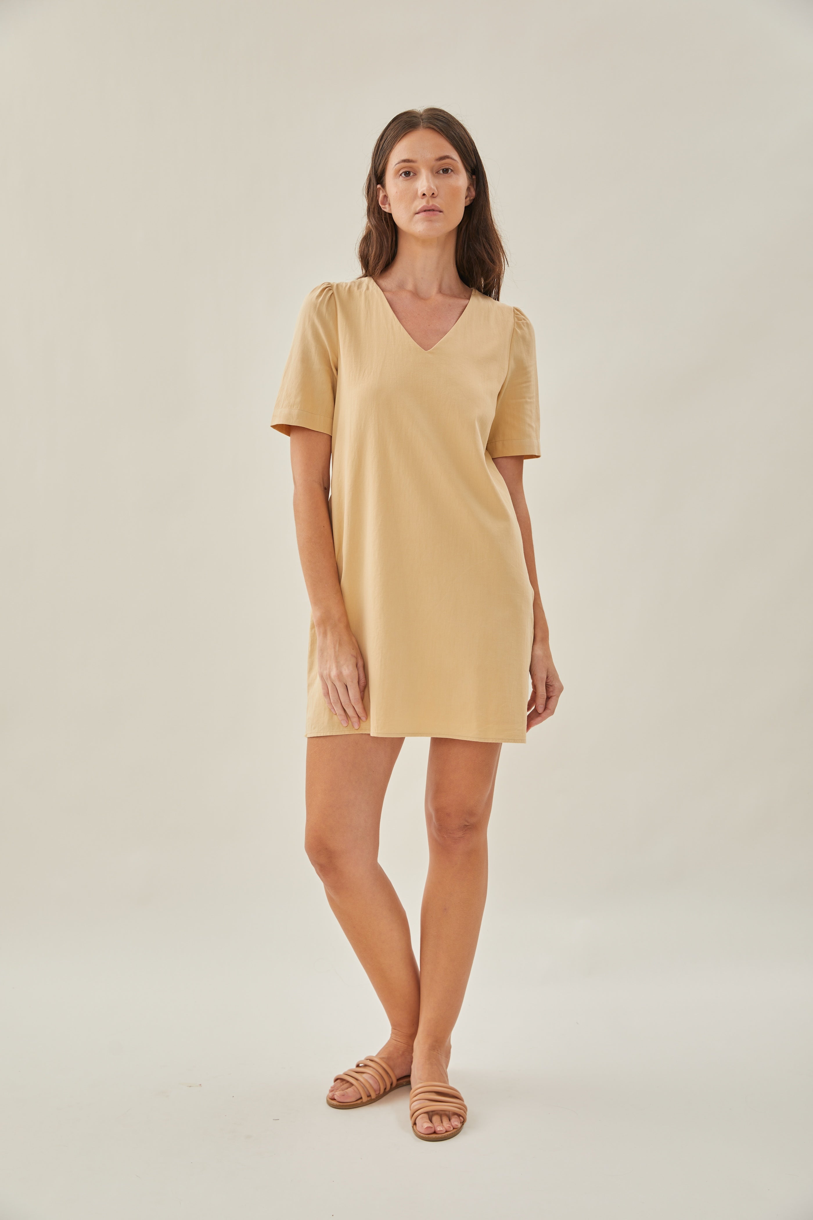 Cotton Shift Dress in Oat