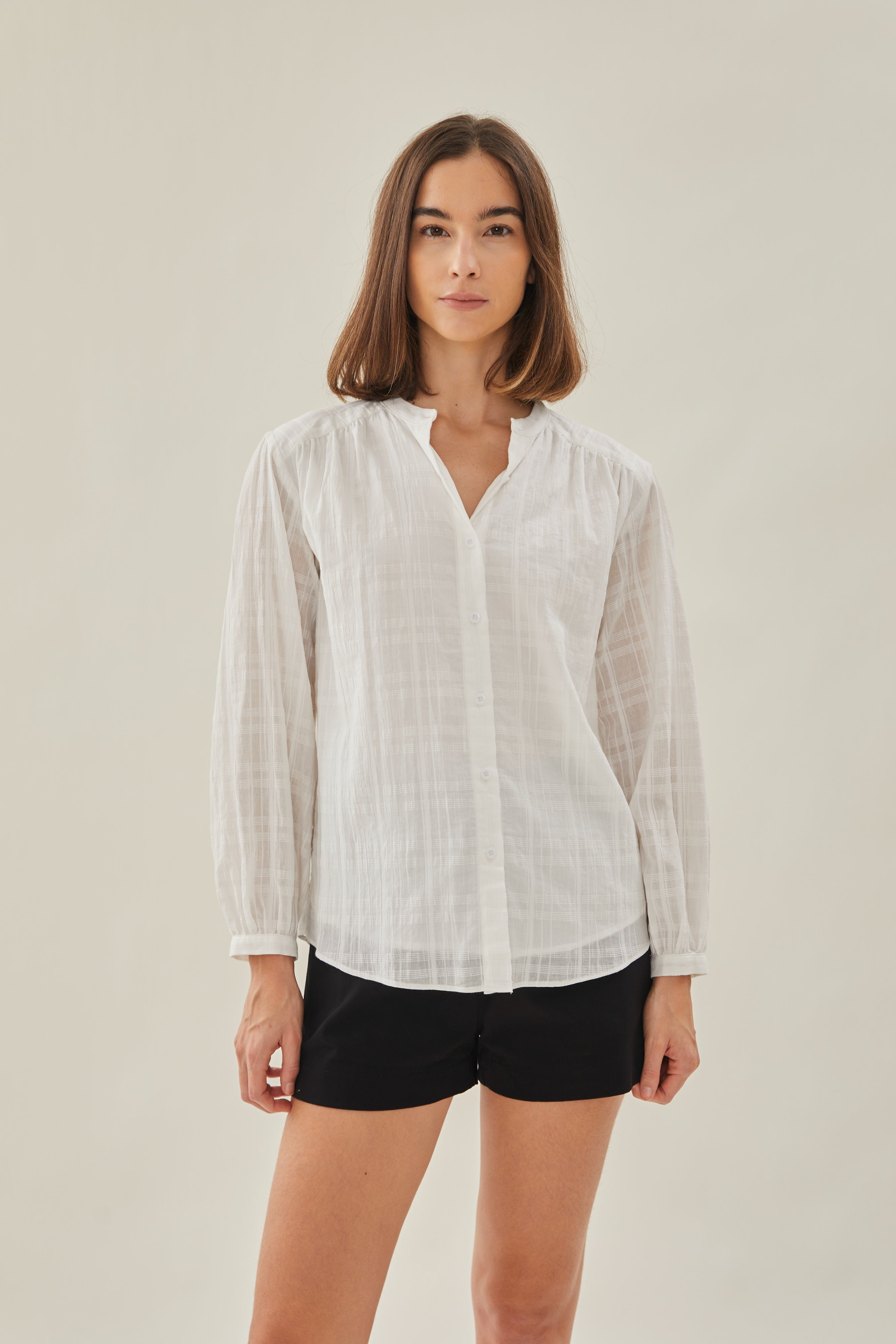 Billowy Cotton Blouse in White