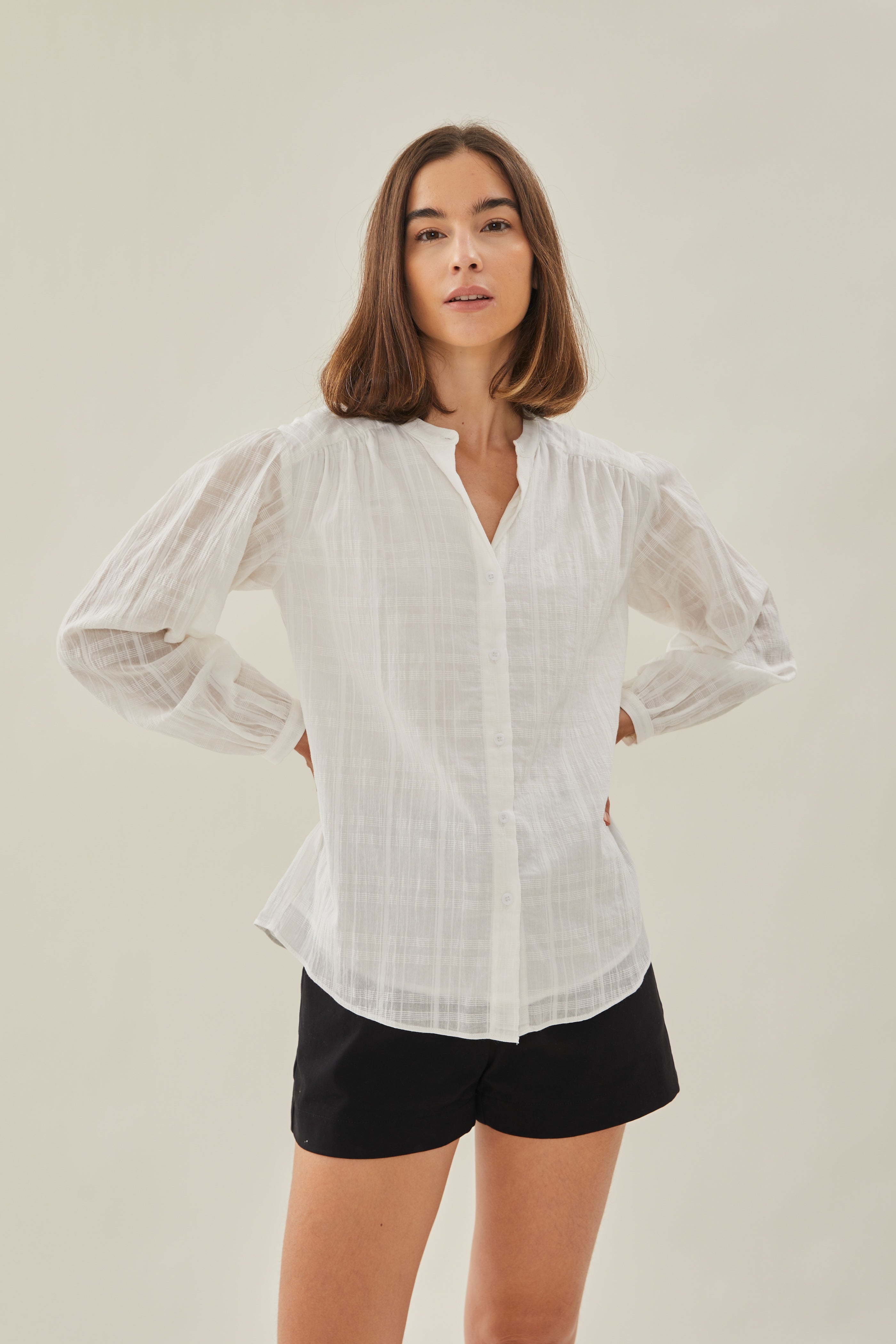 Billowy Cotton Blouse in White