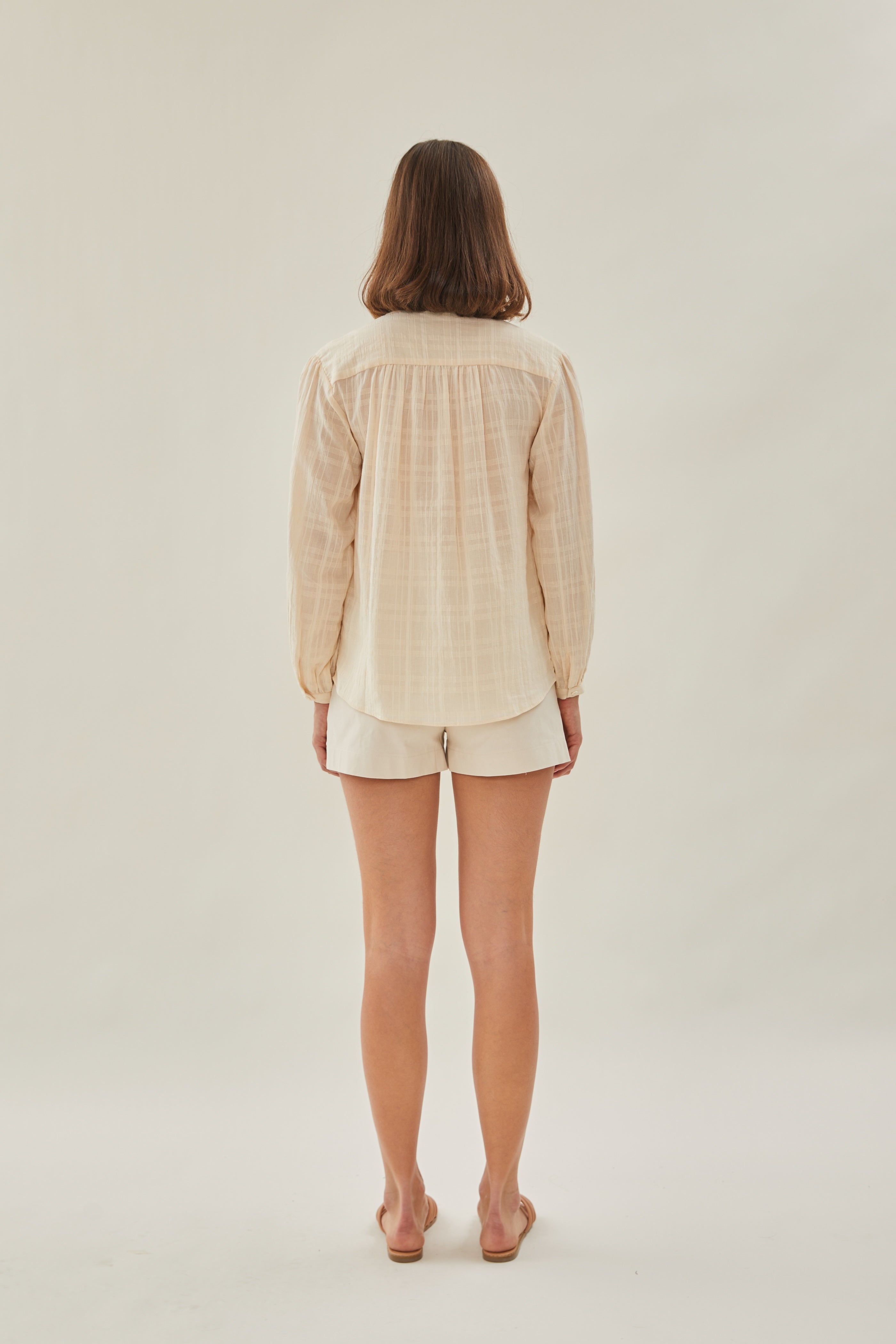 Billowy Cotton Blouse in Oatmeal