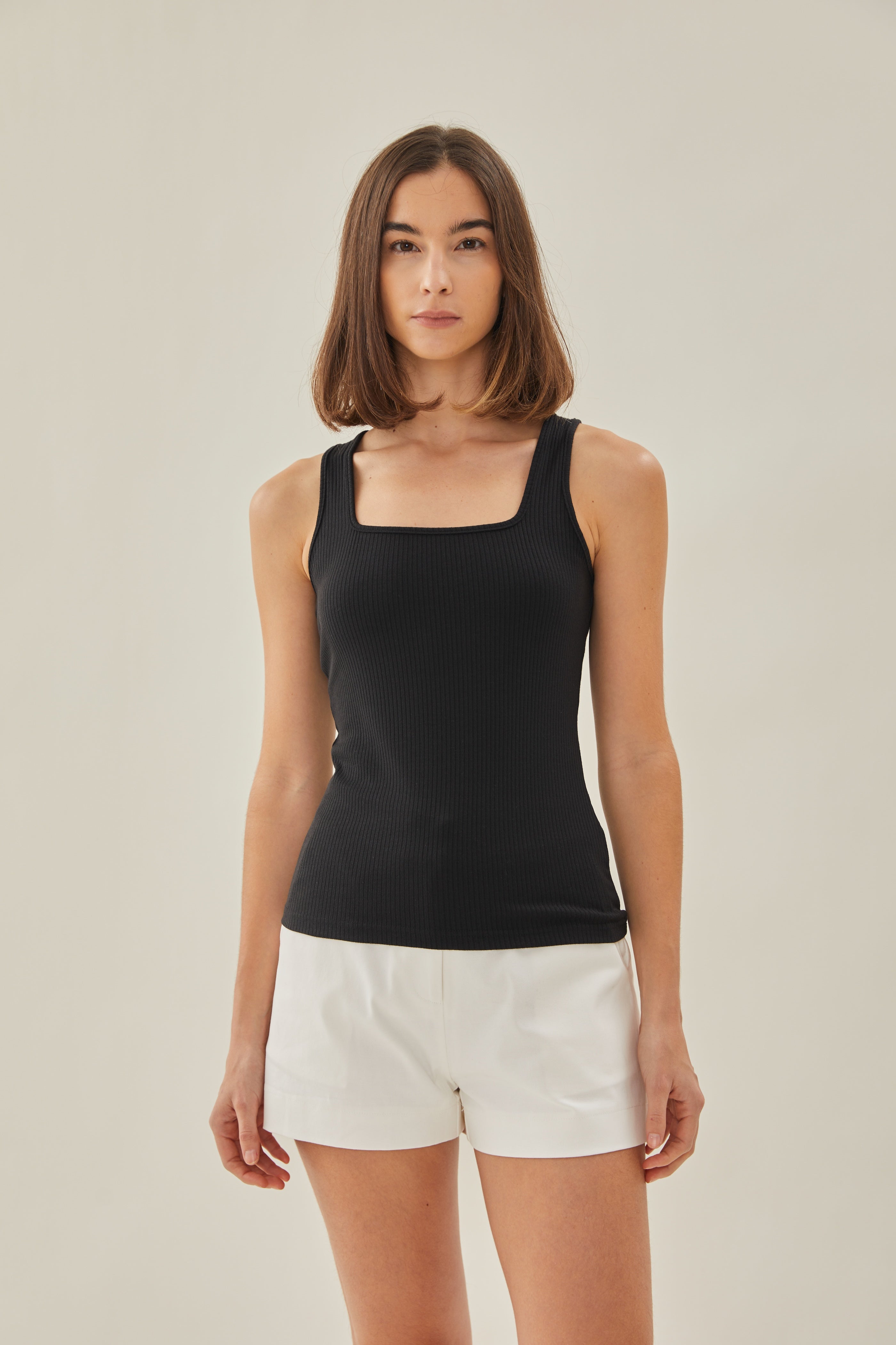 Square Neck Tank Top in Black