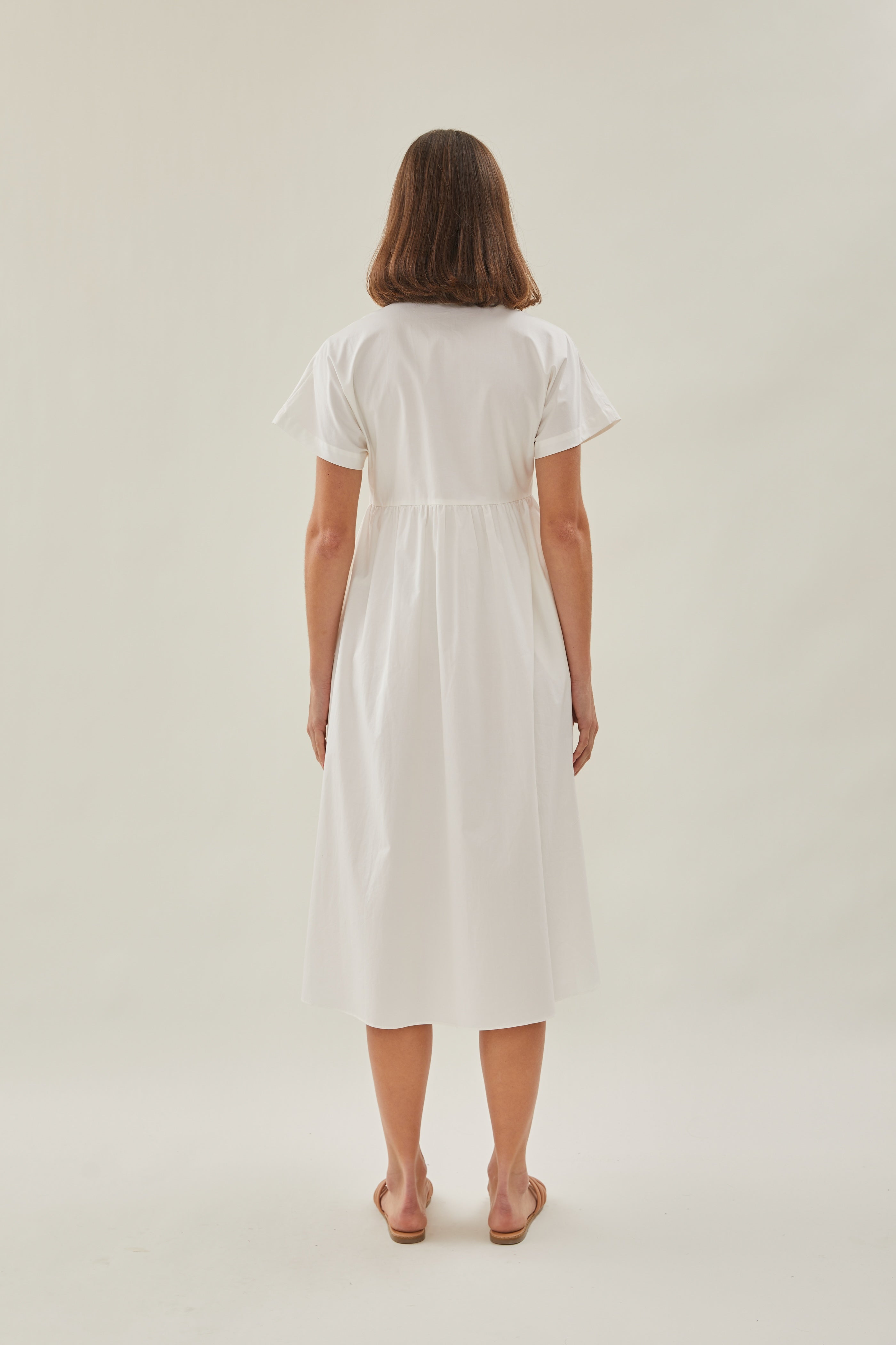 Midi Shirt Dress in White