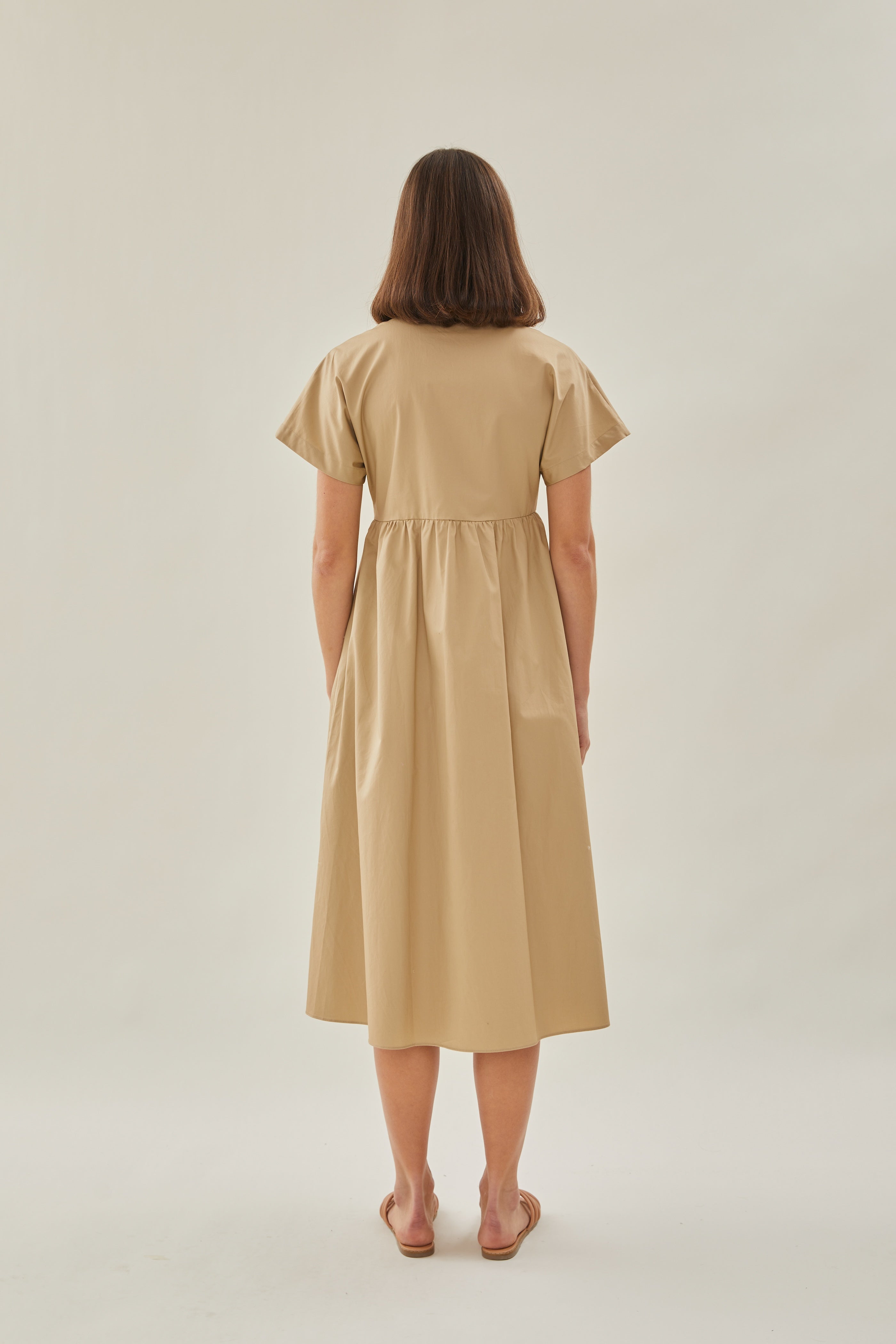Midi Shirt Dress in Camel