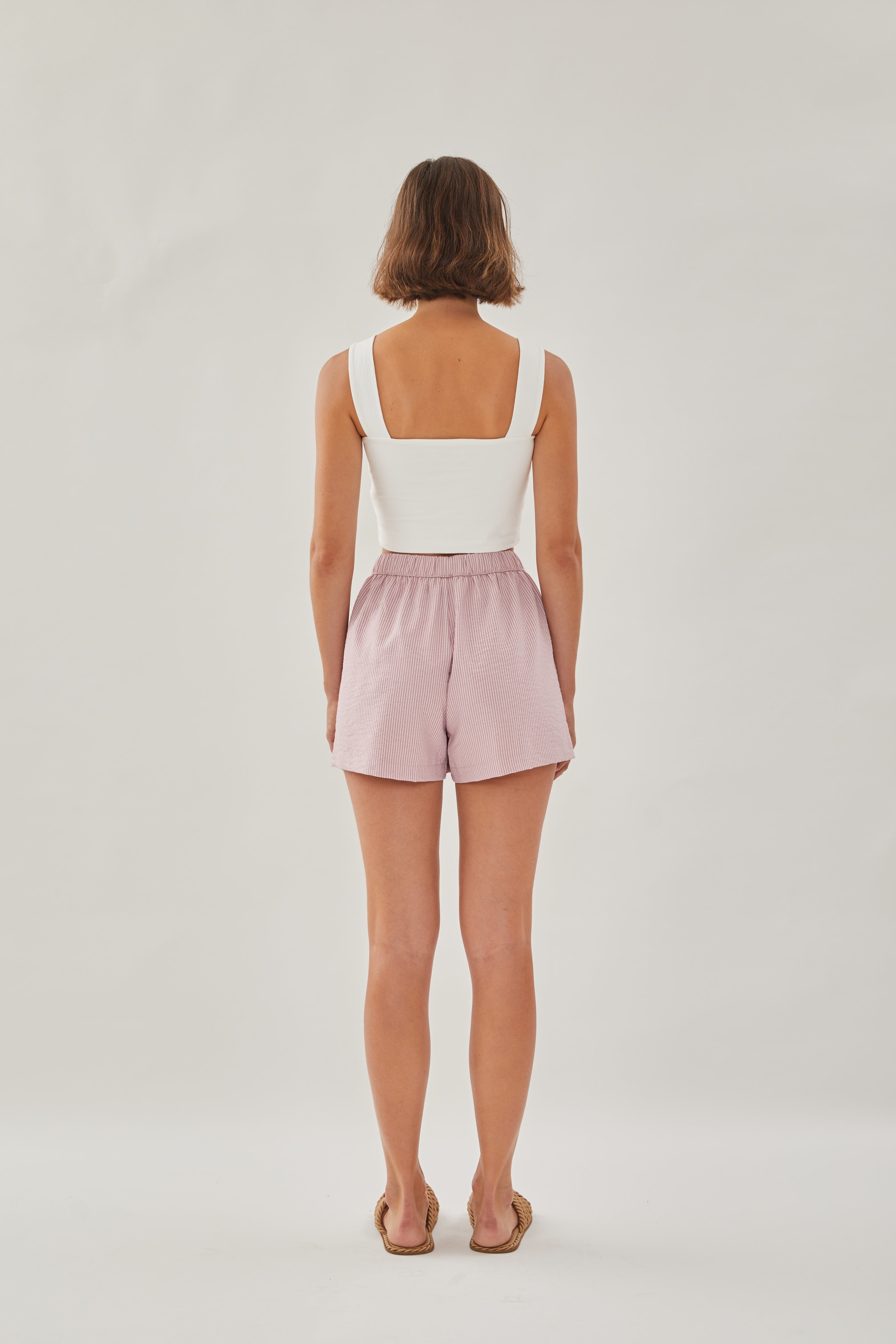 Relaxed Shorts in Stripe Pink