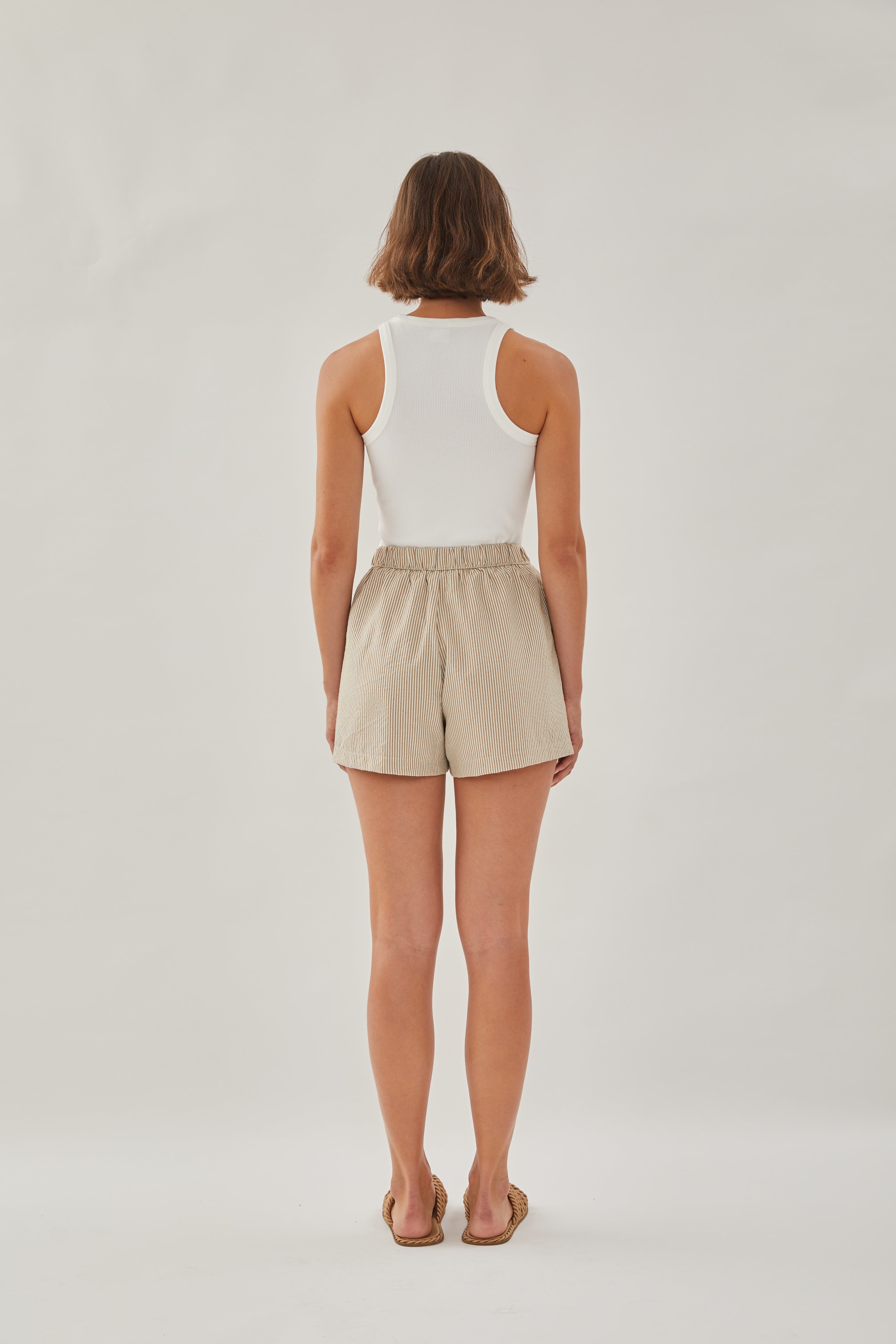 Relaxed Shorts in Stripe Brown