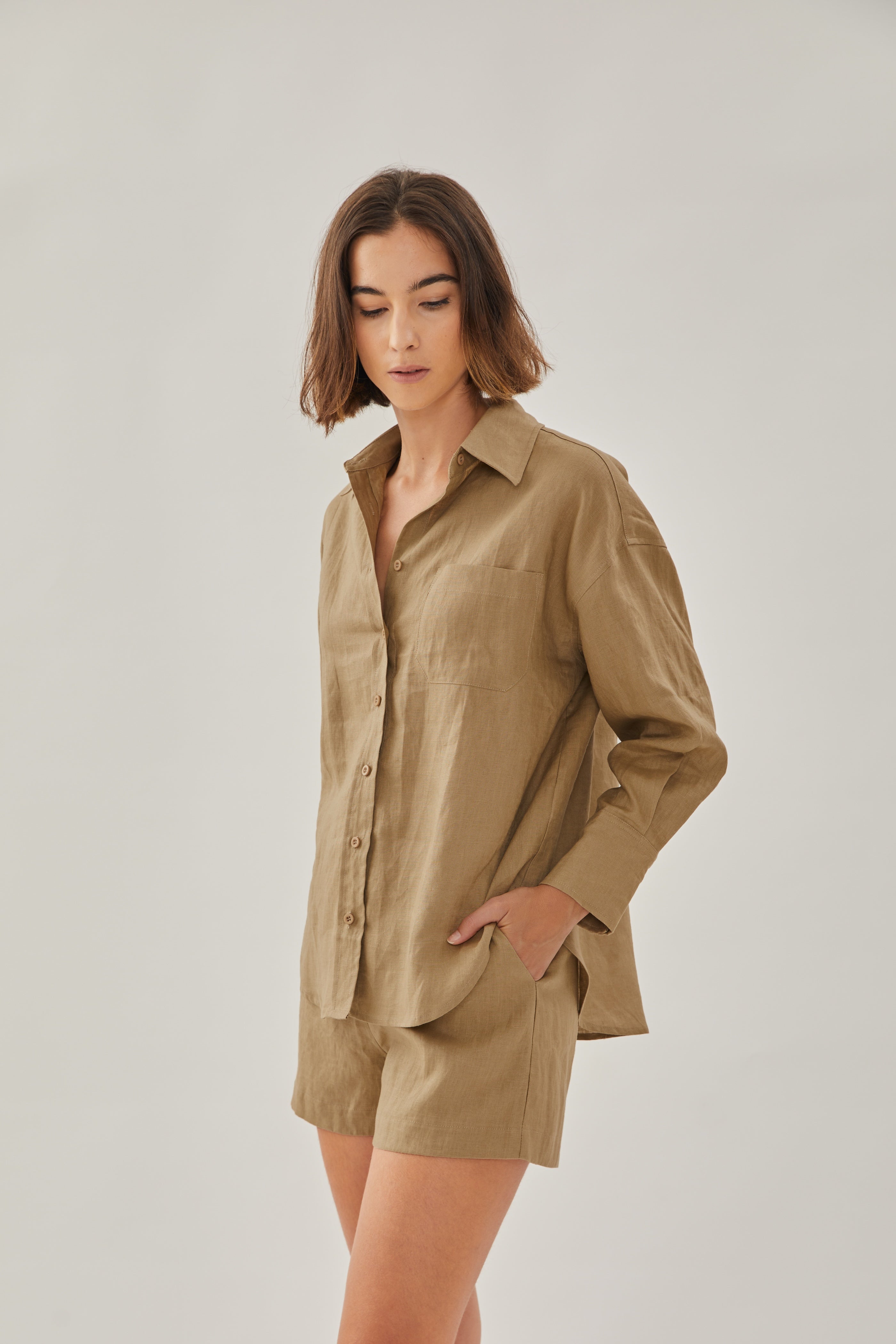 Classic Linen Shirt in Brown
