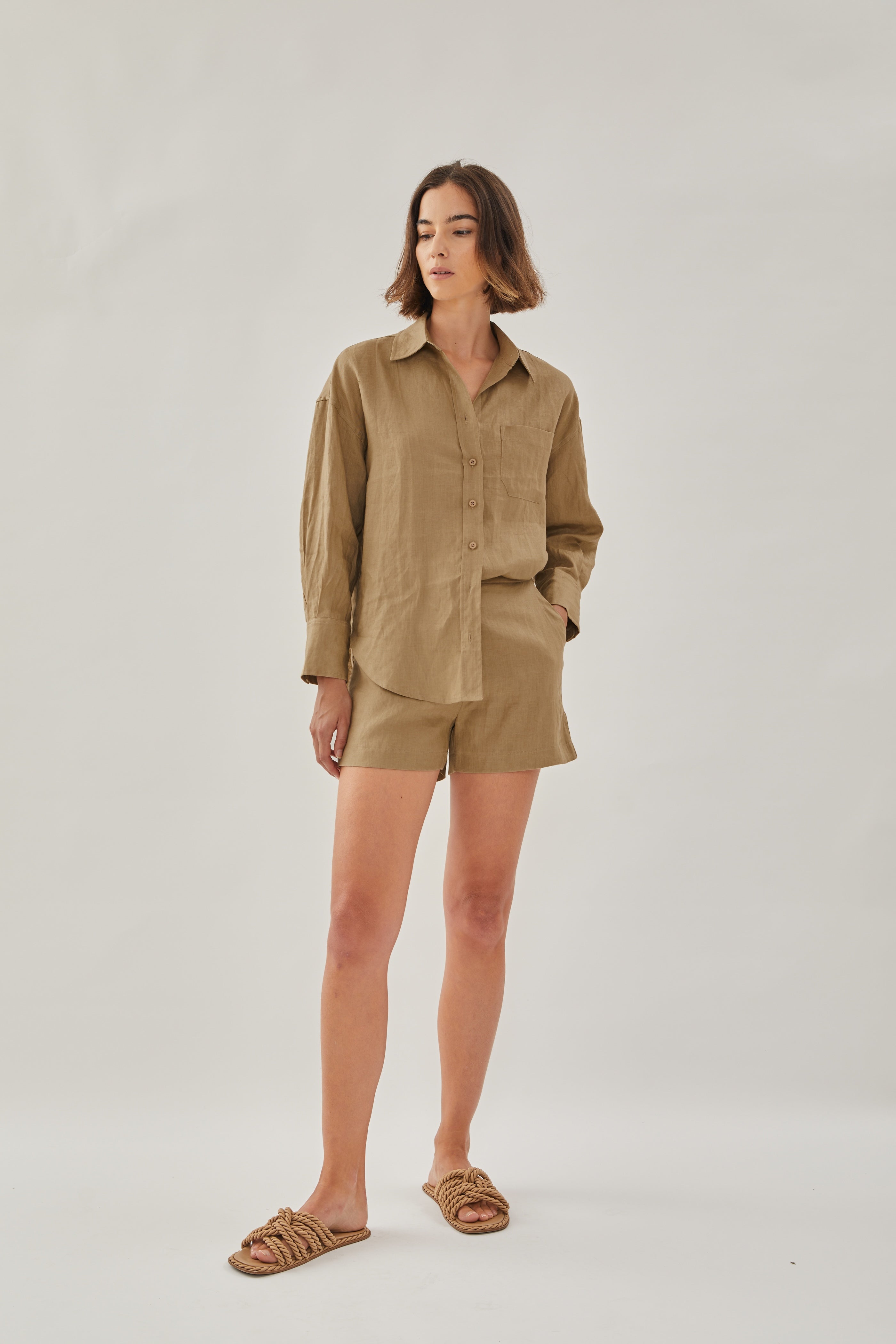 Classic Linen Shirt in Brown