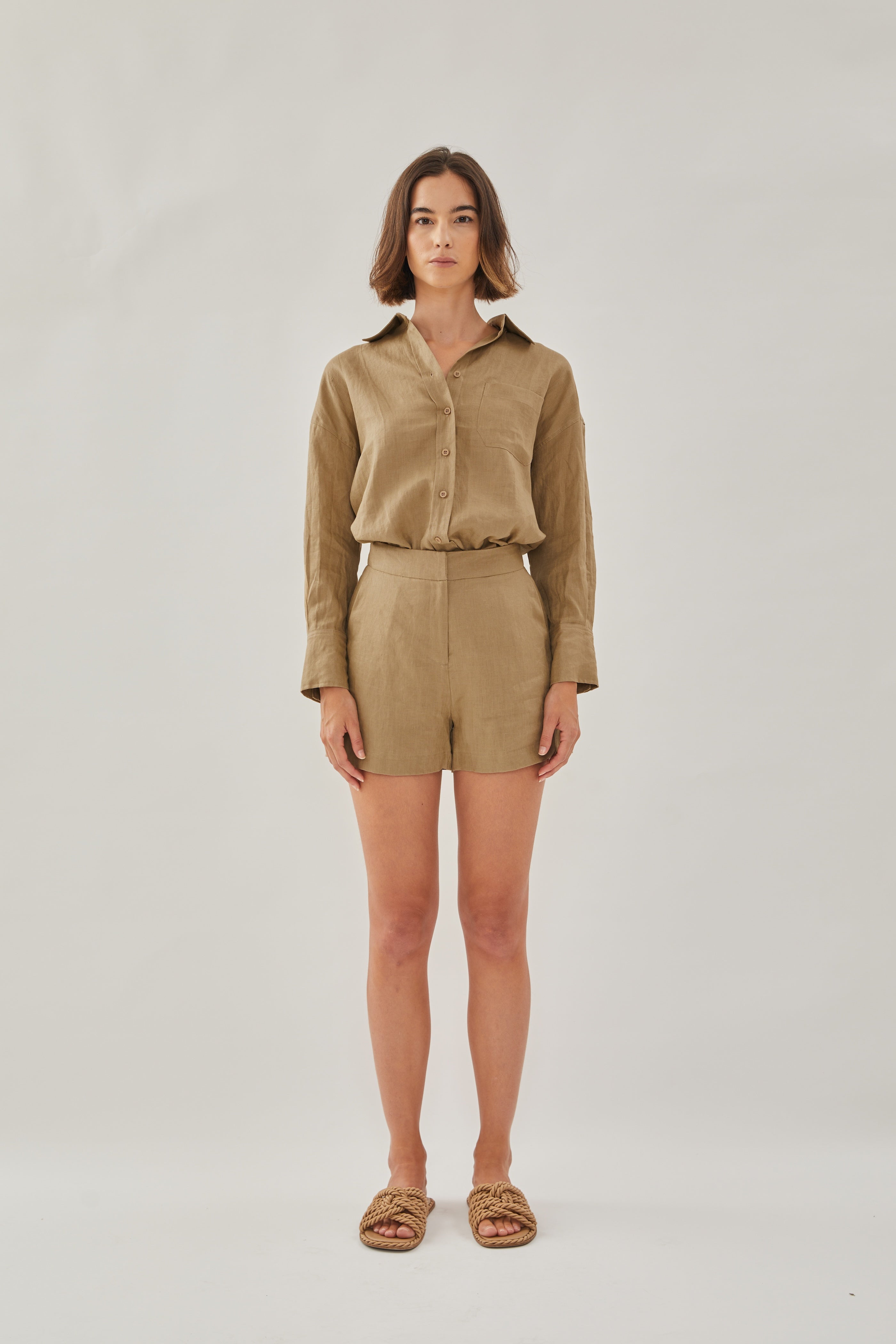 Classic Linen Shirt in Brown