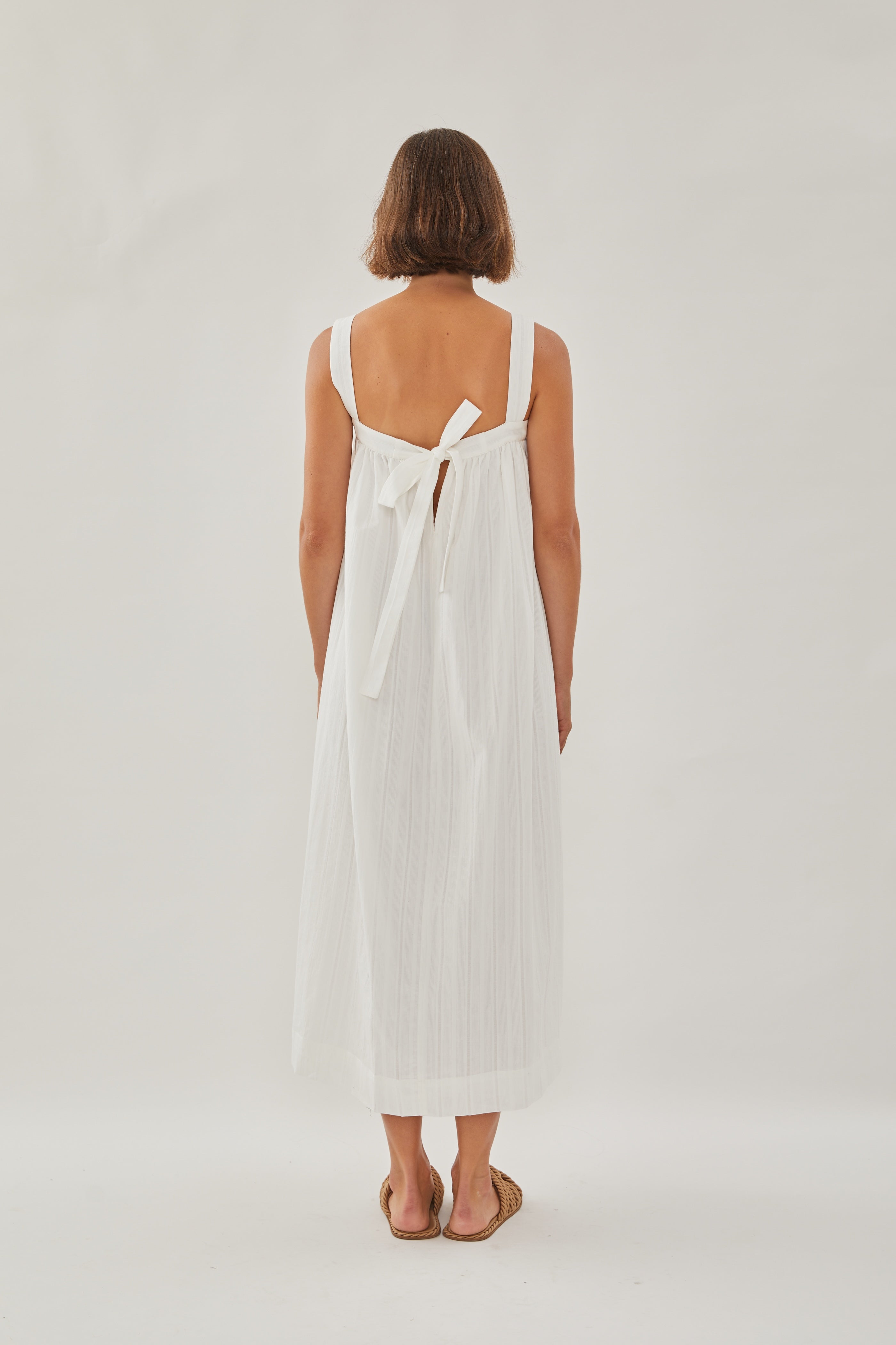 Tie Back Maxi Dress in White