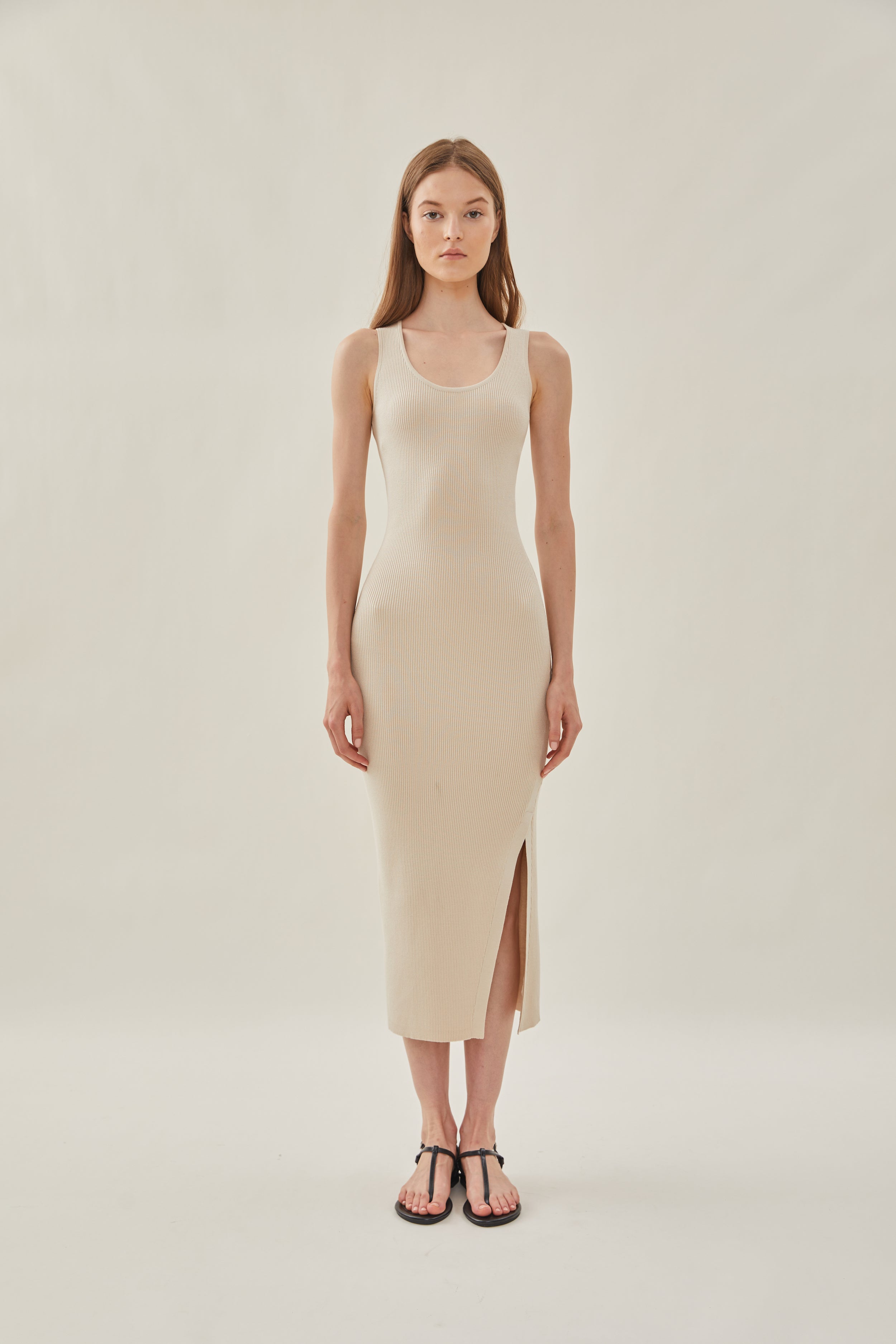 Scoop Knit Dress in Ivory