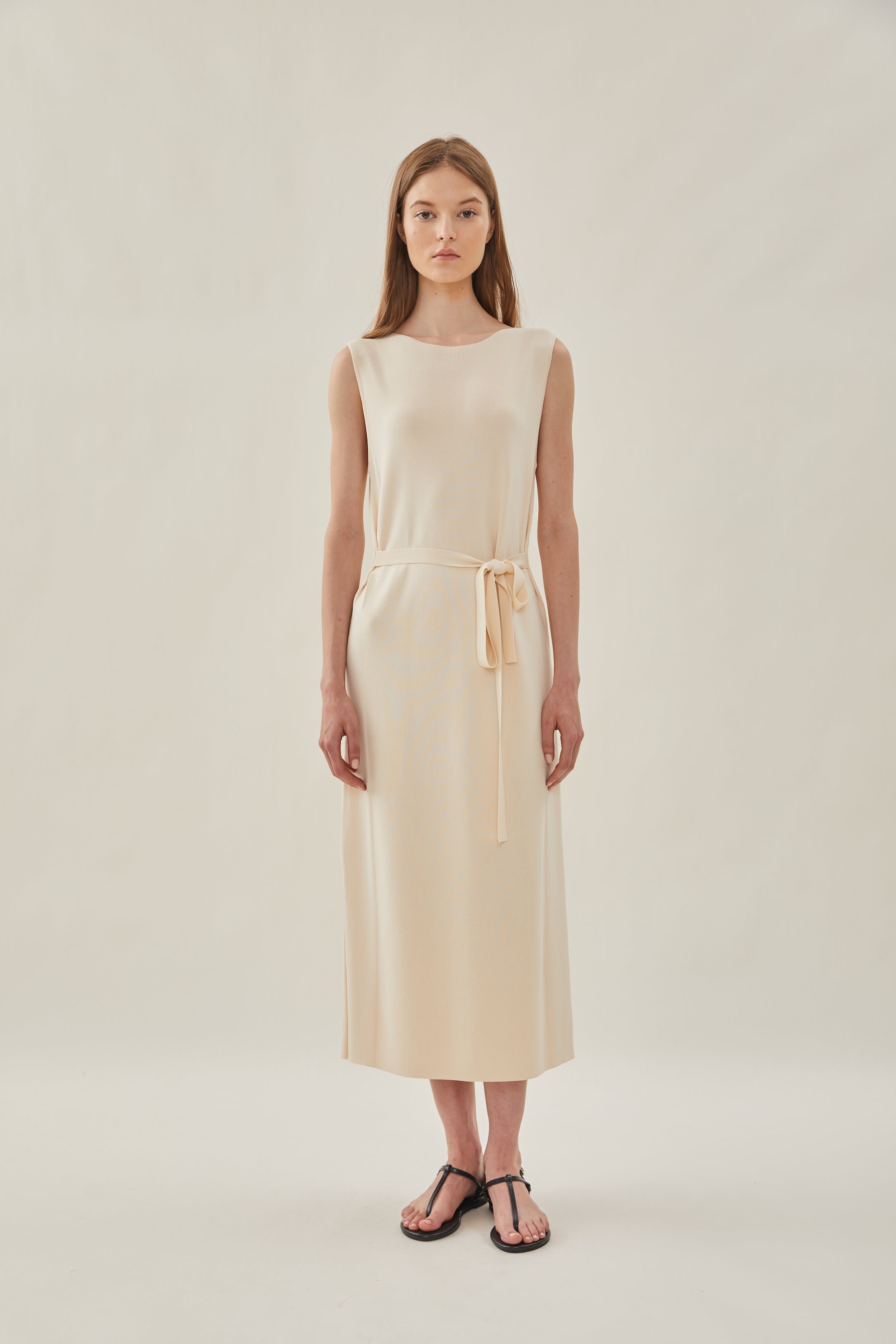 Knit Boat Neck Dress in Ivory