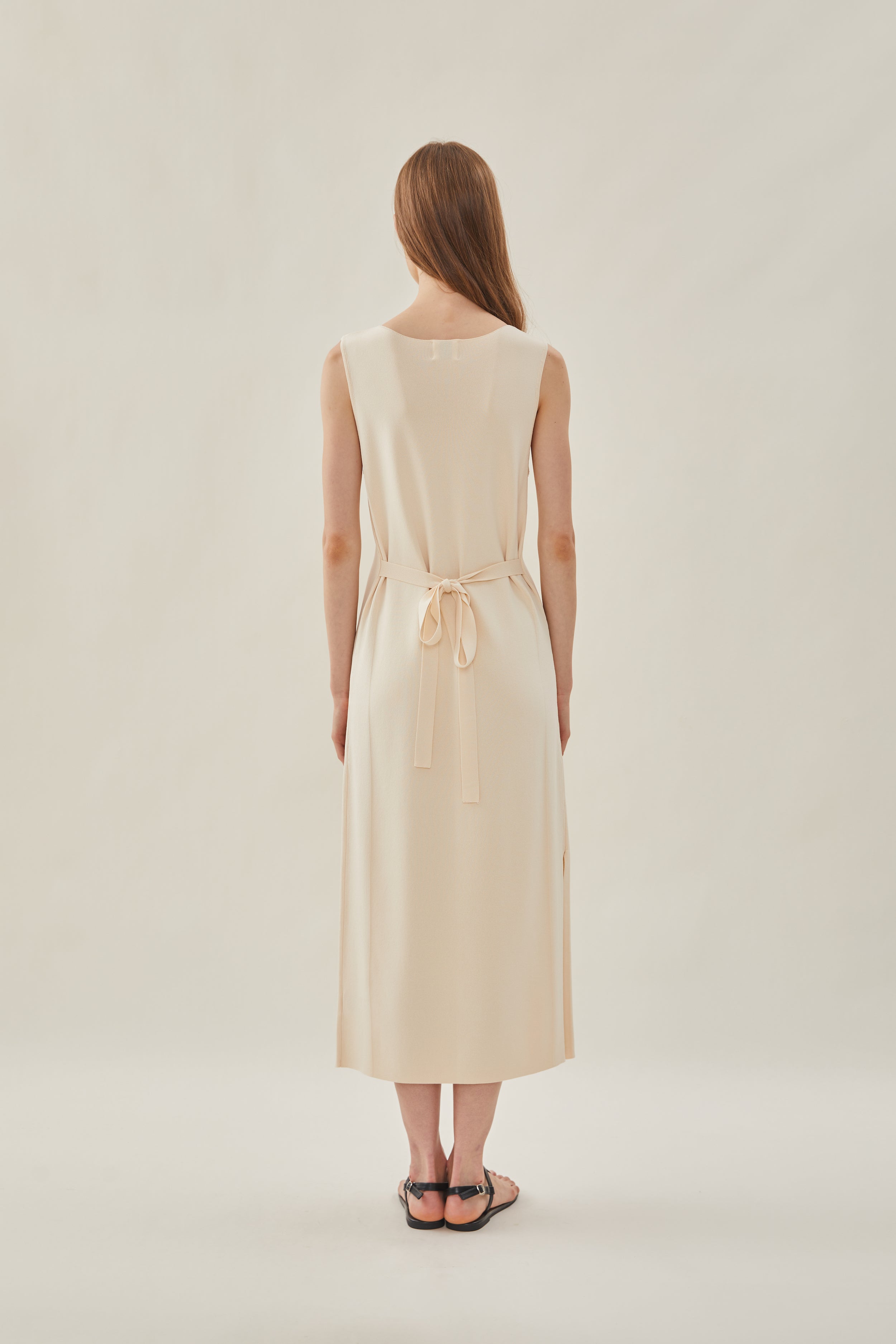 Knit Boat Neck Dress in Ivory