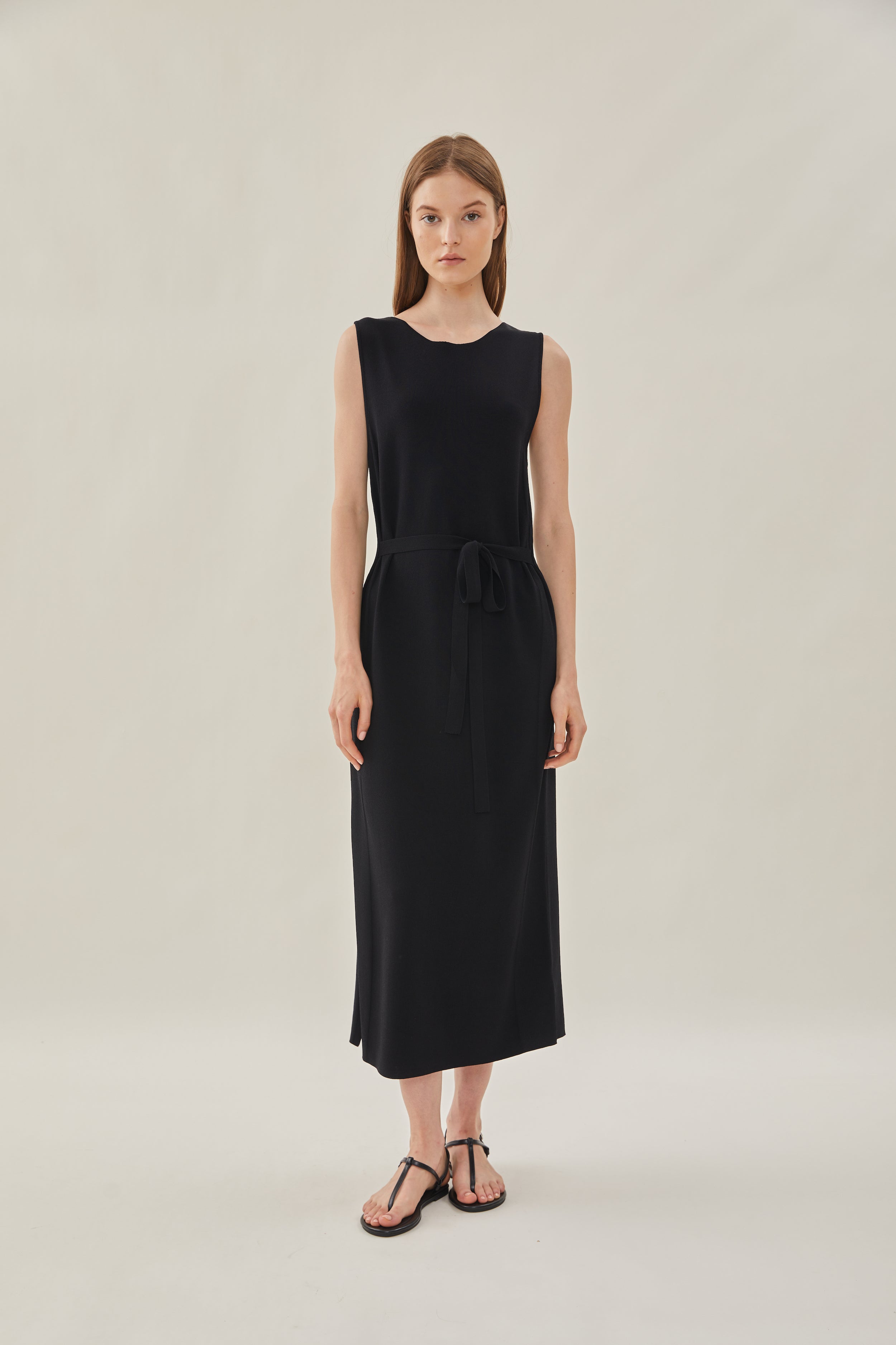 Knit Boat Neck Dress in Black