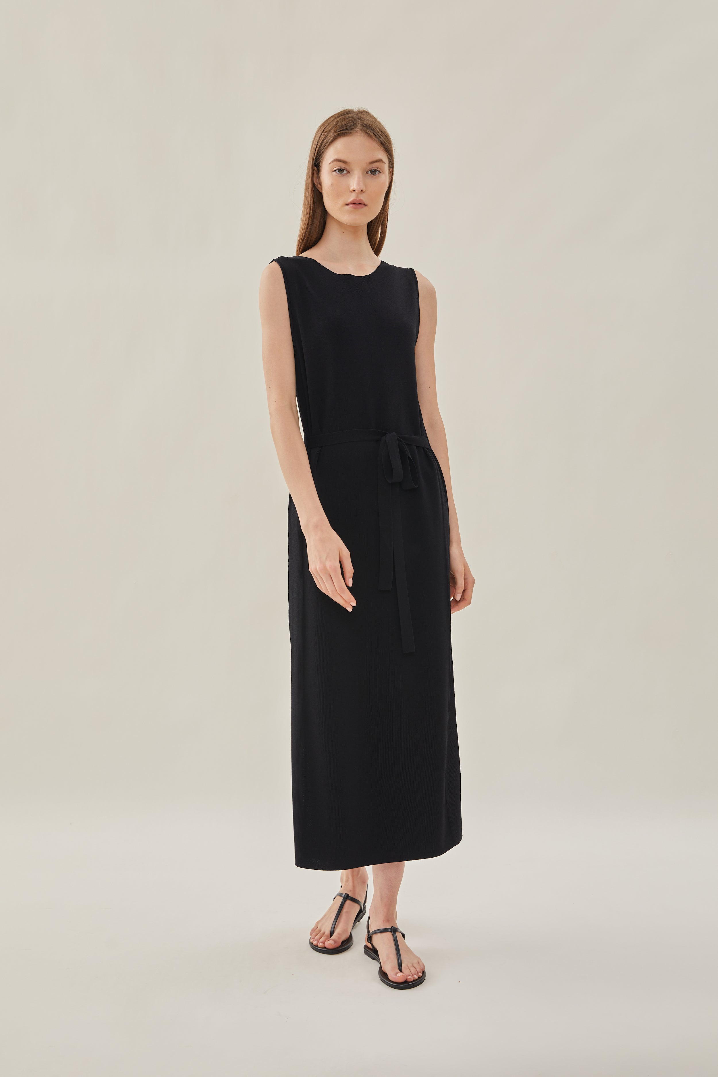 Knit Boat Neck Dress in Black