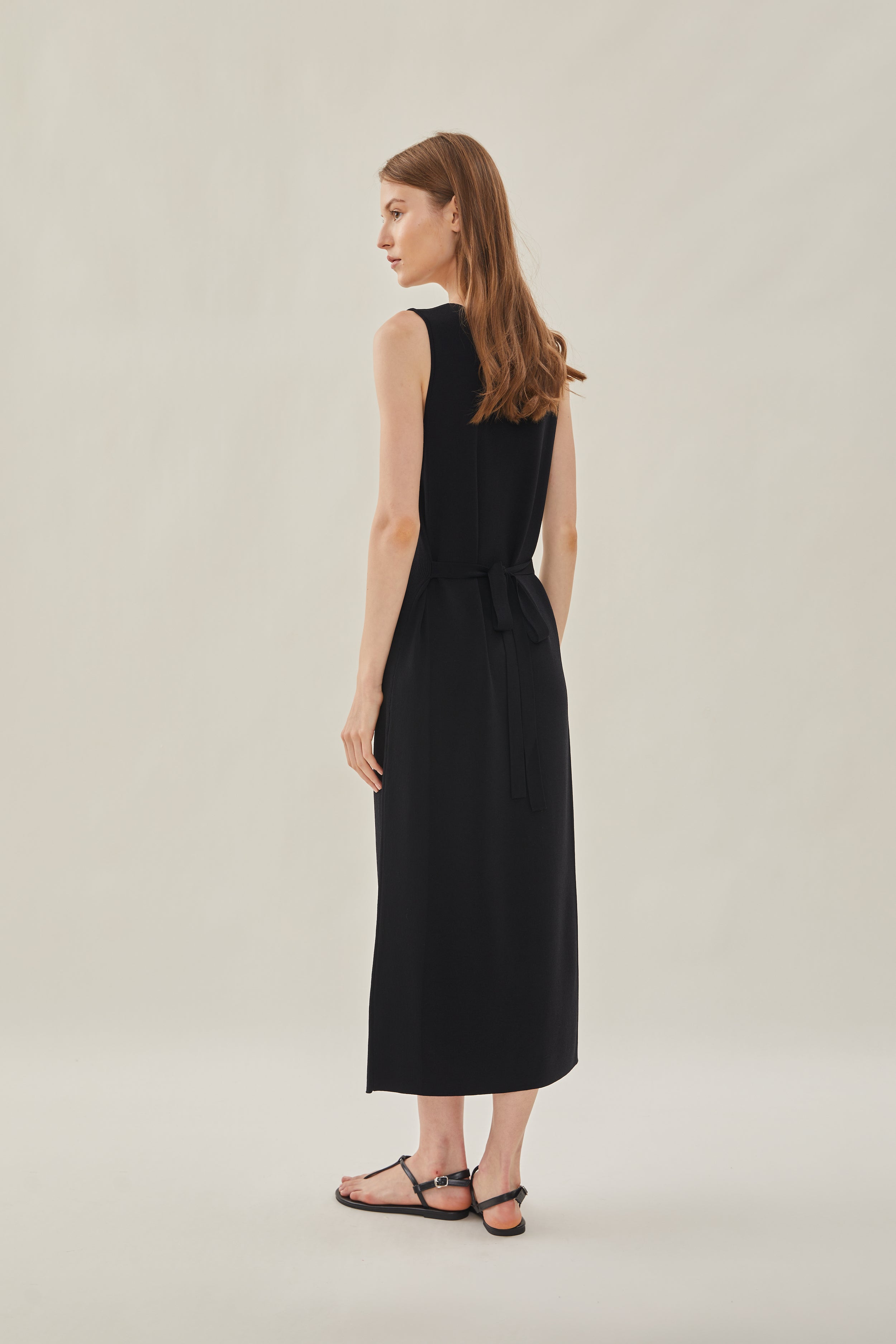 Knit Boat Neck Dress in Black