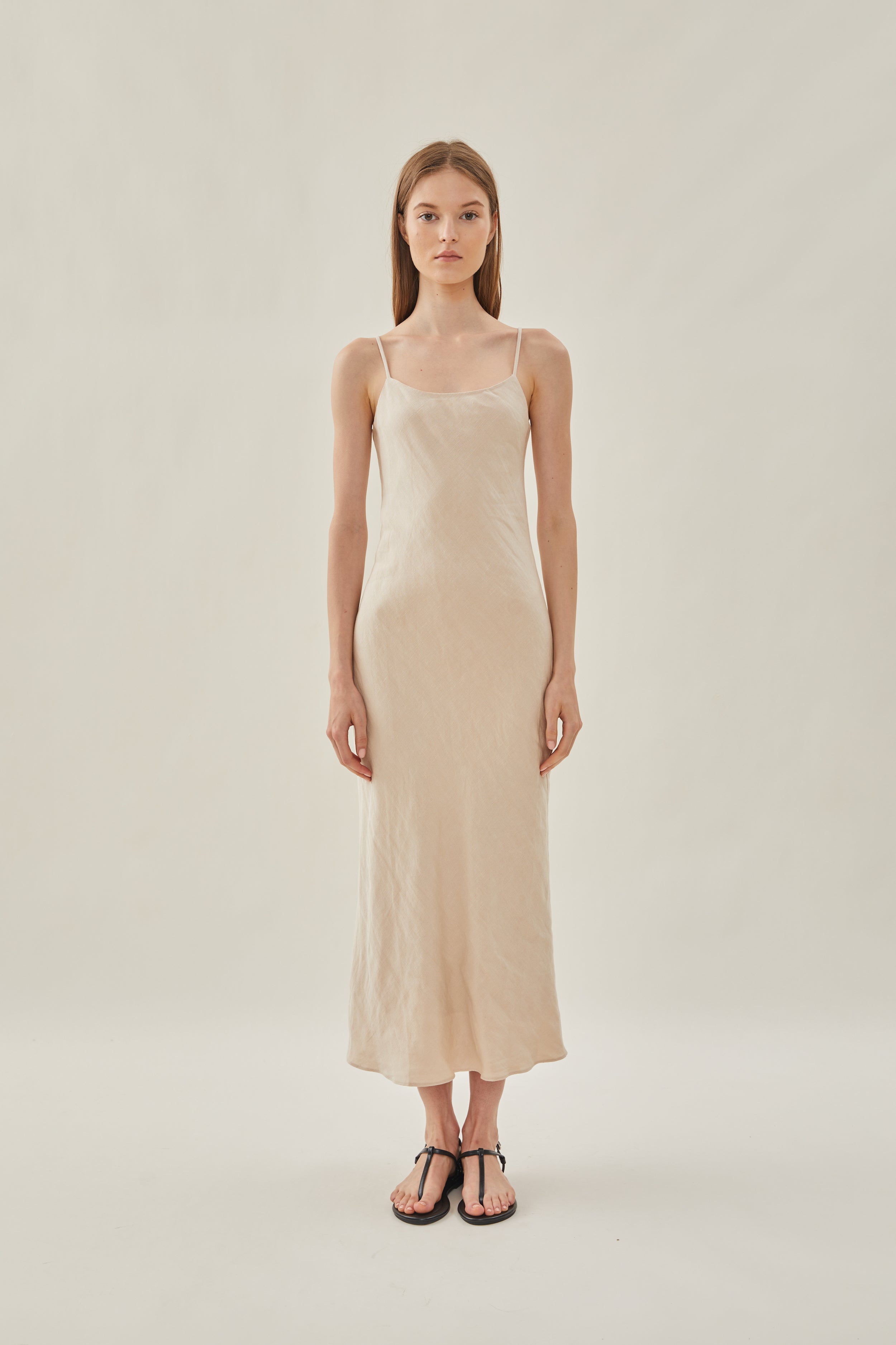 Linen Slip Dress in Oatmeal