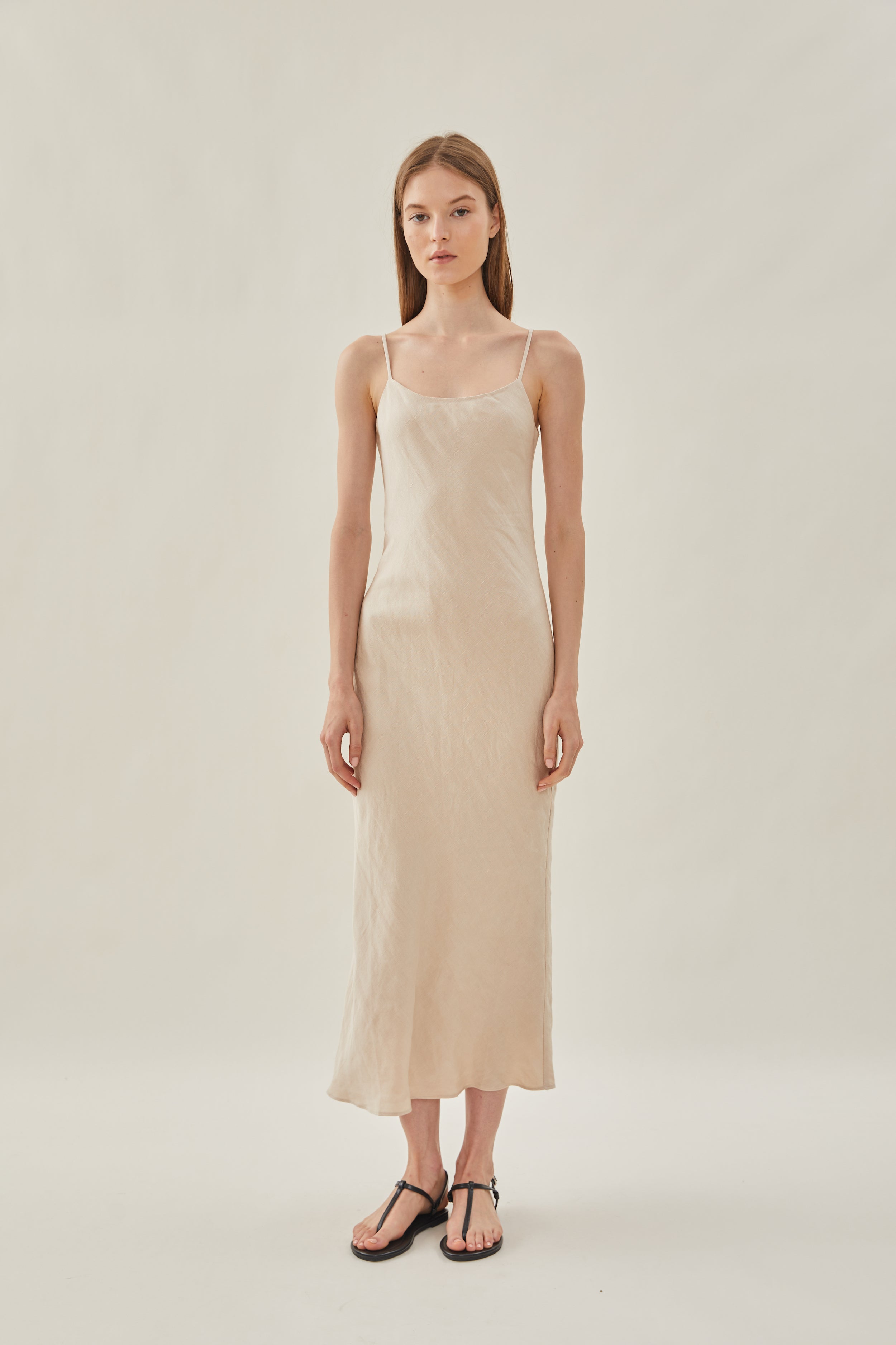 Linen Slip Dress in Oatmeal