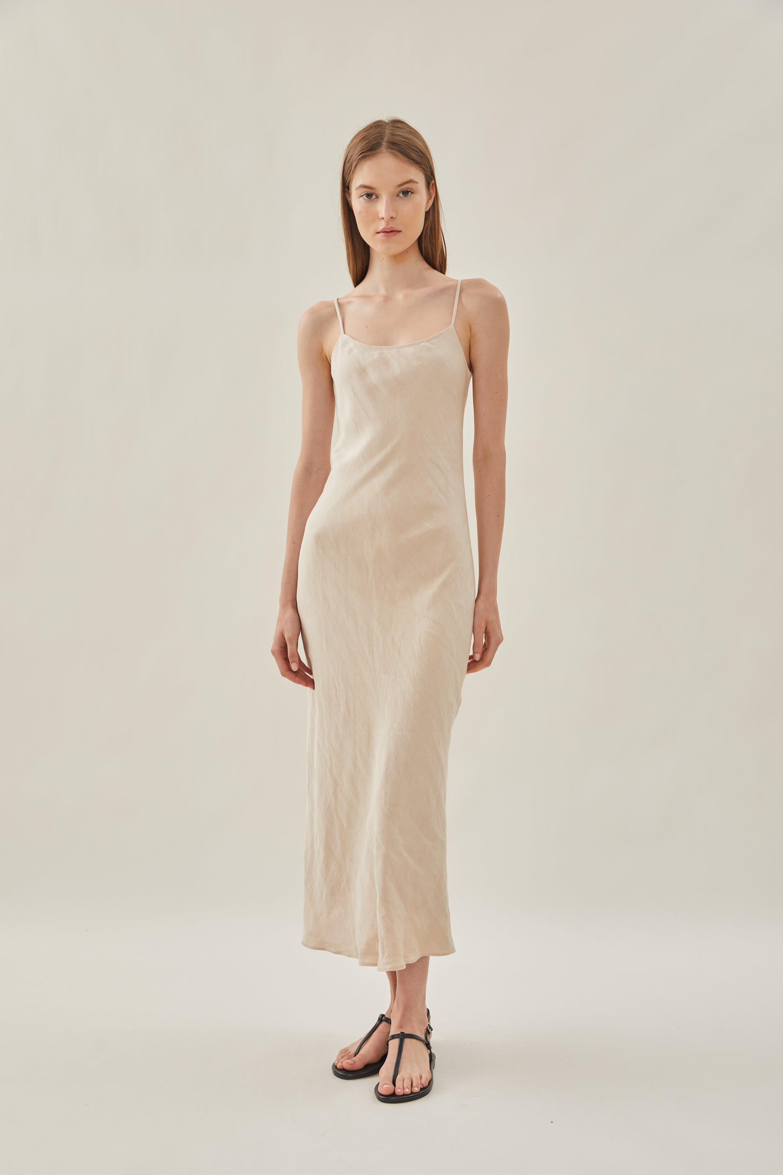 Linen Slip Dress in Oatmeal