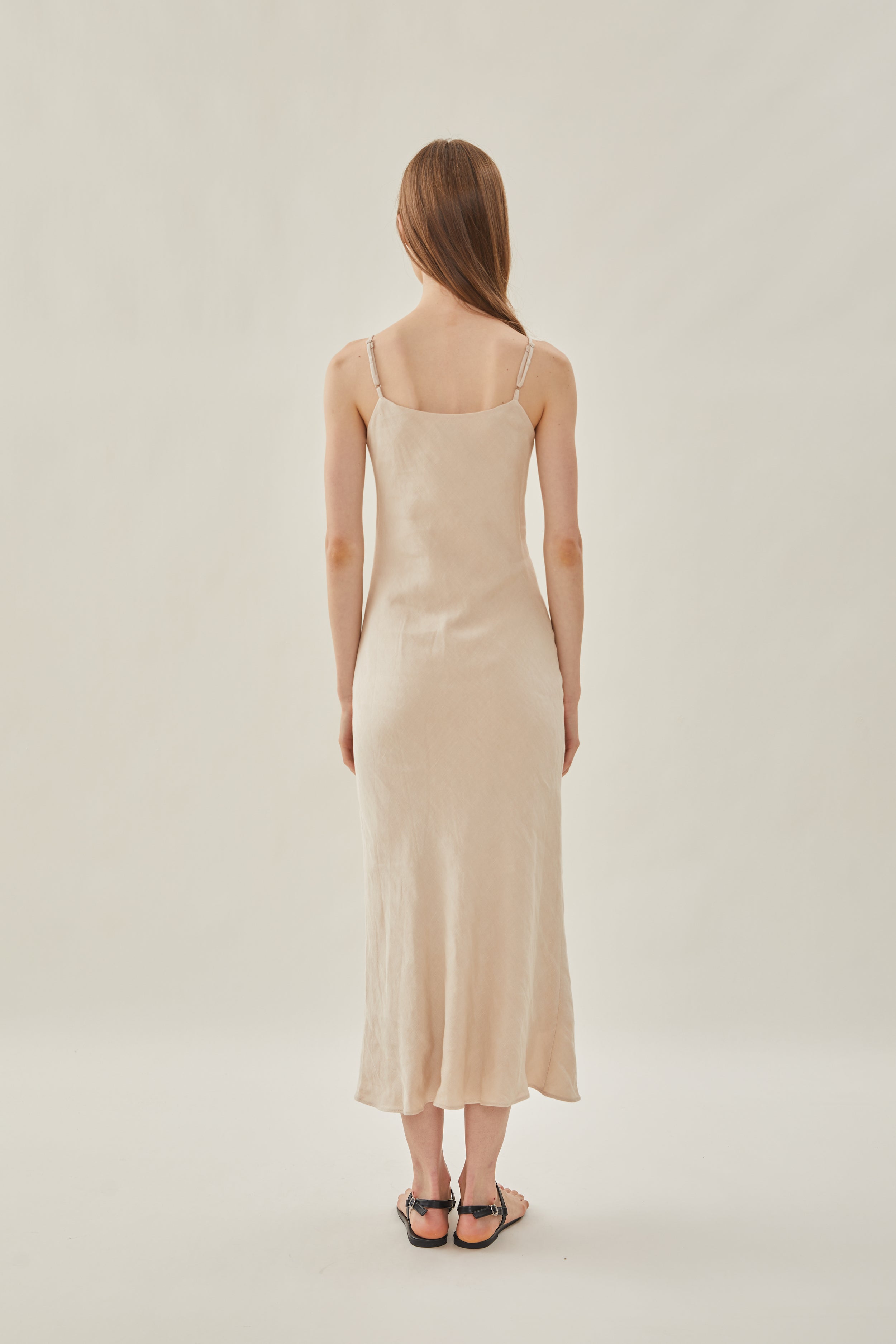 Linen Slip Dress in Oatmeal