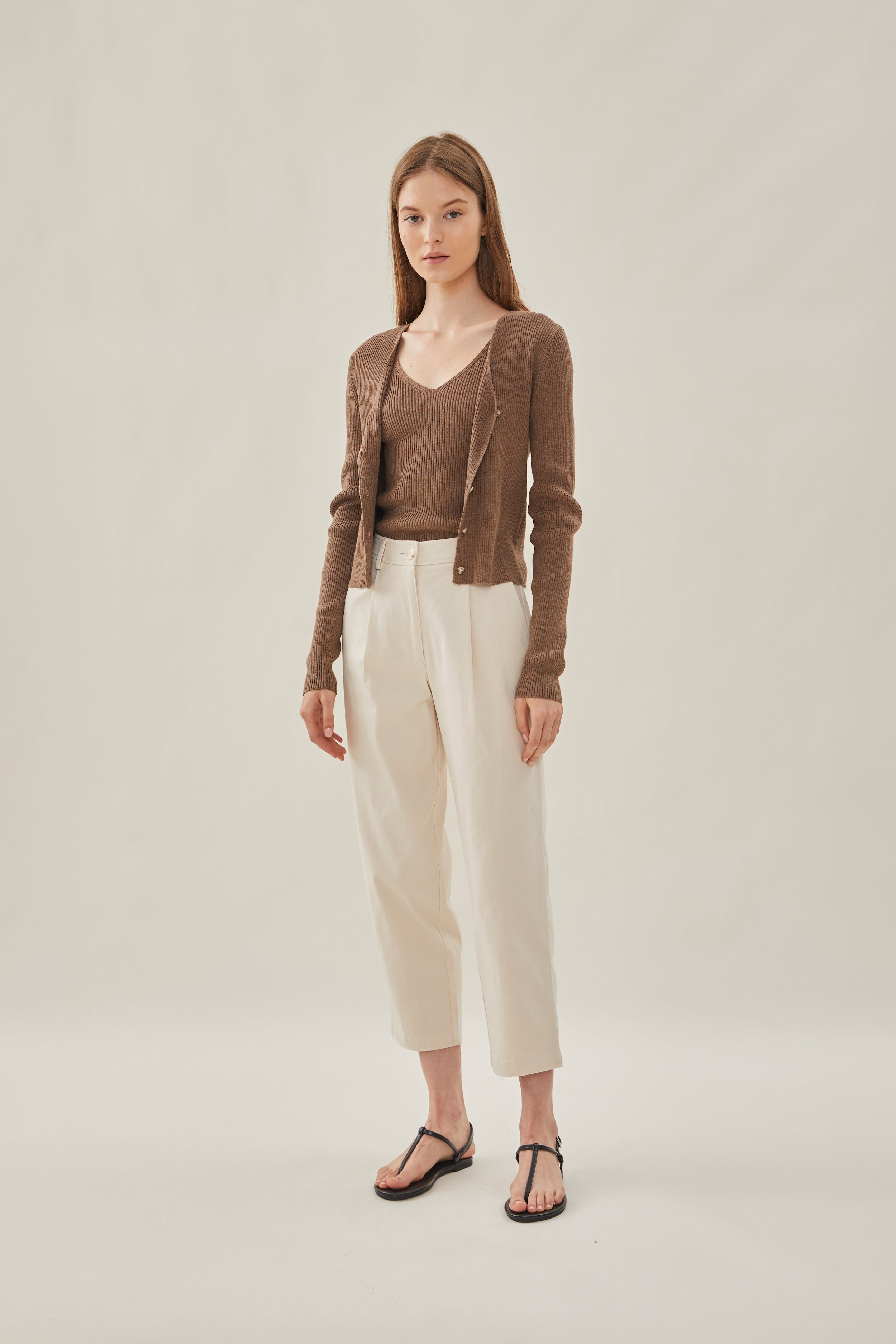 Pleated Cotton Culottes in Ecru