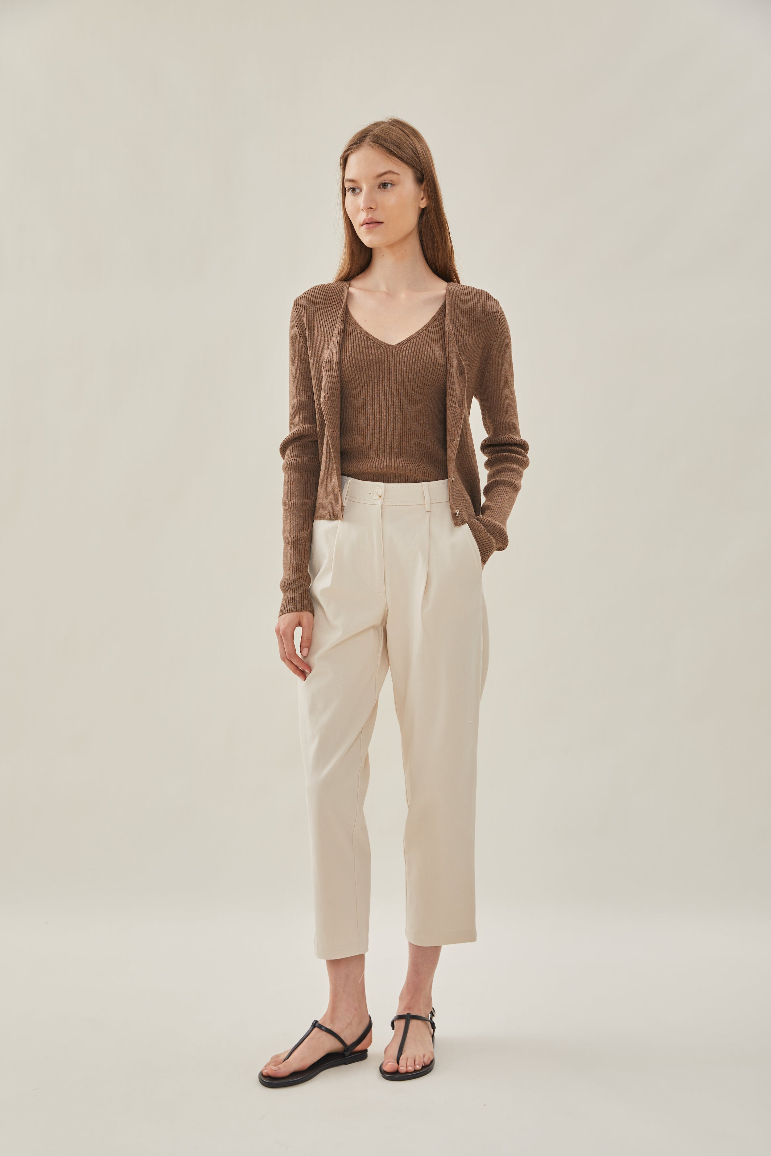 Pleated Cotton Culottes in Ecru