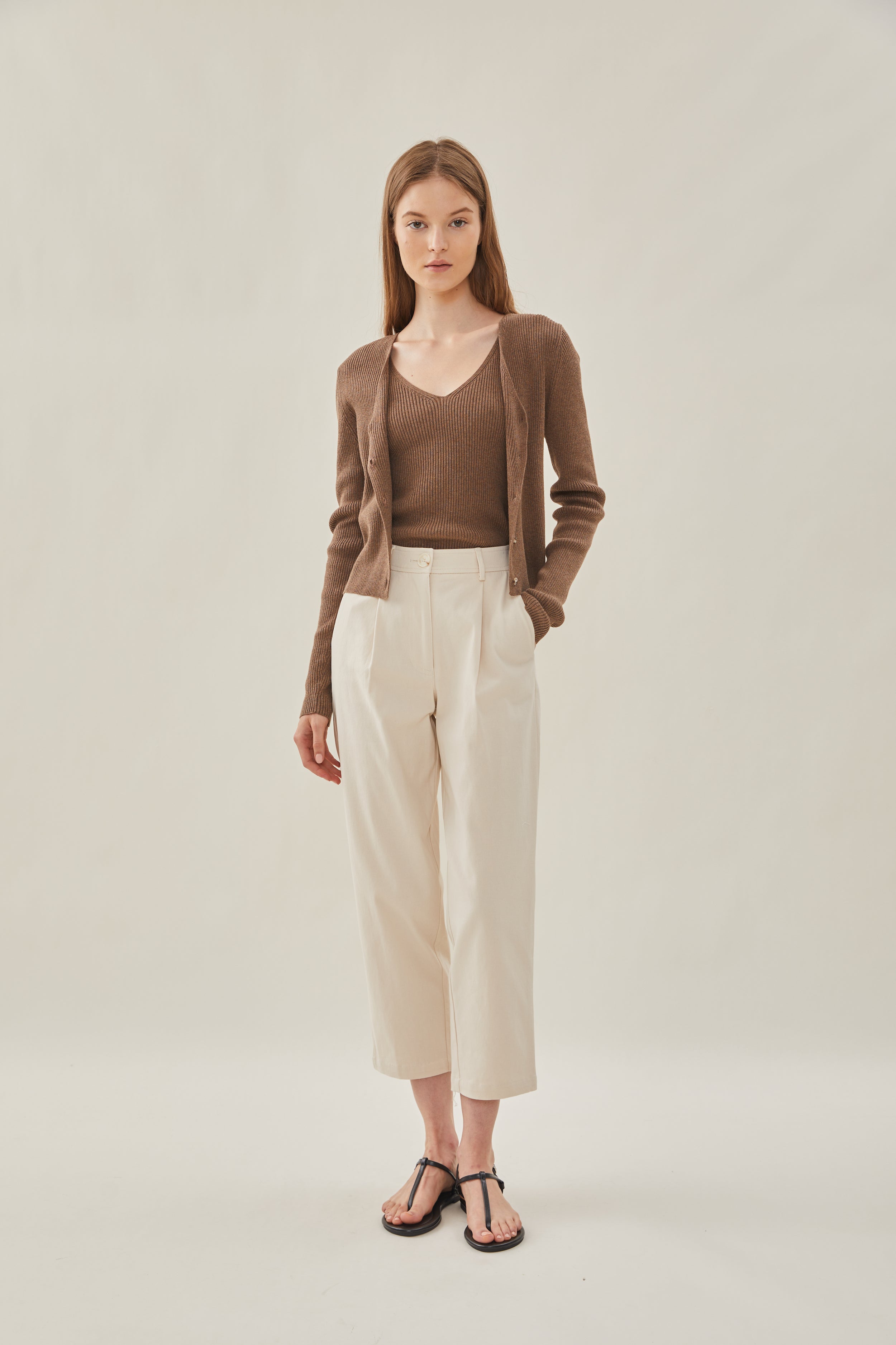 Pleated Cotton Culottes in Ecru