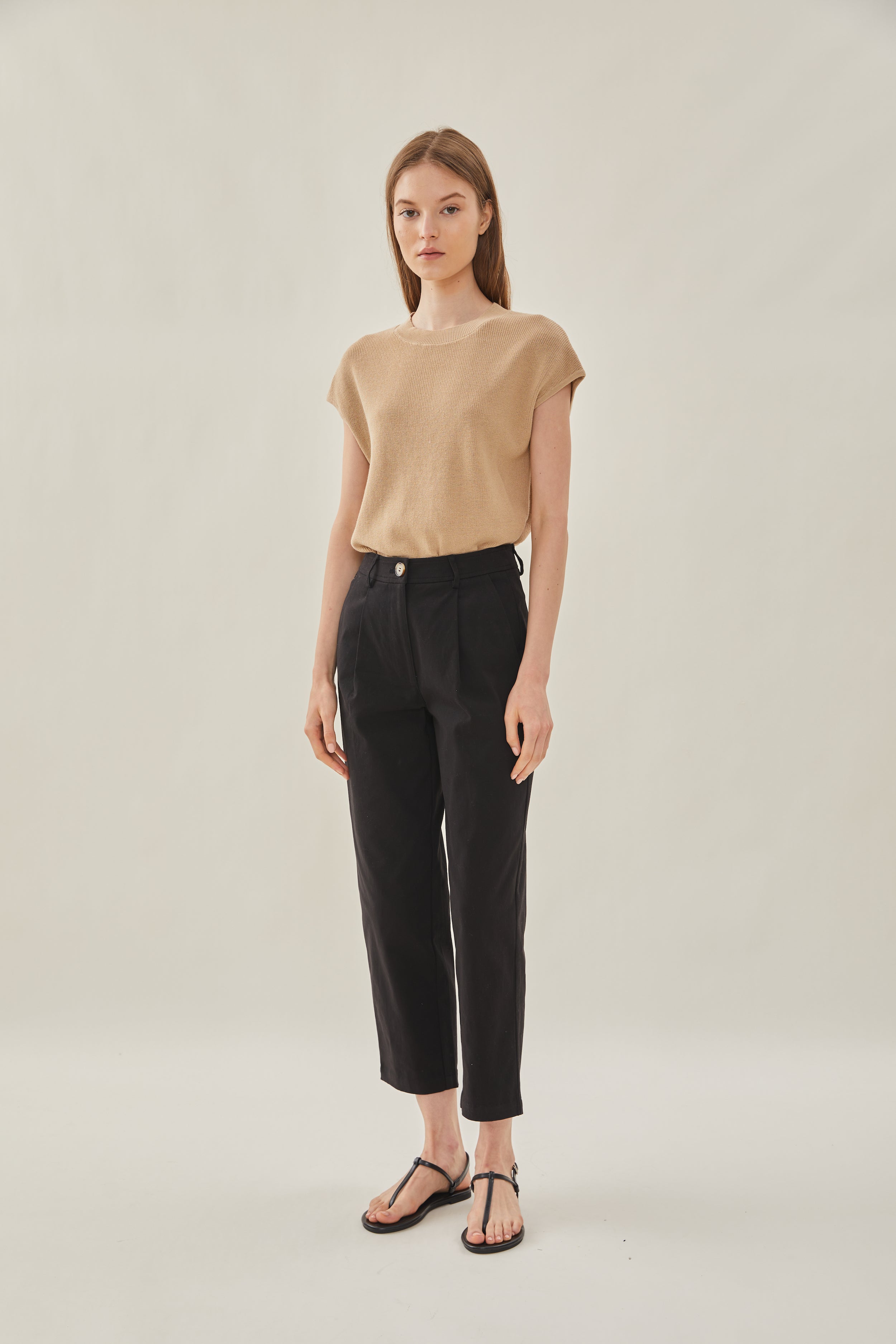 Pleated Cotton Culottes in Black