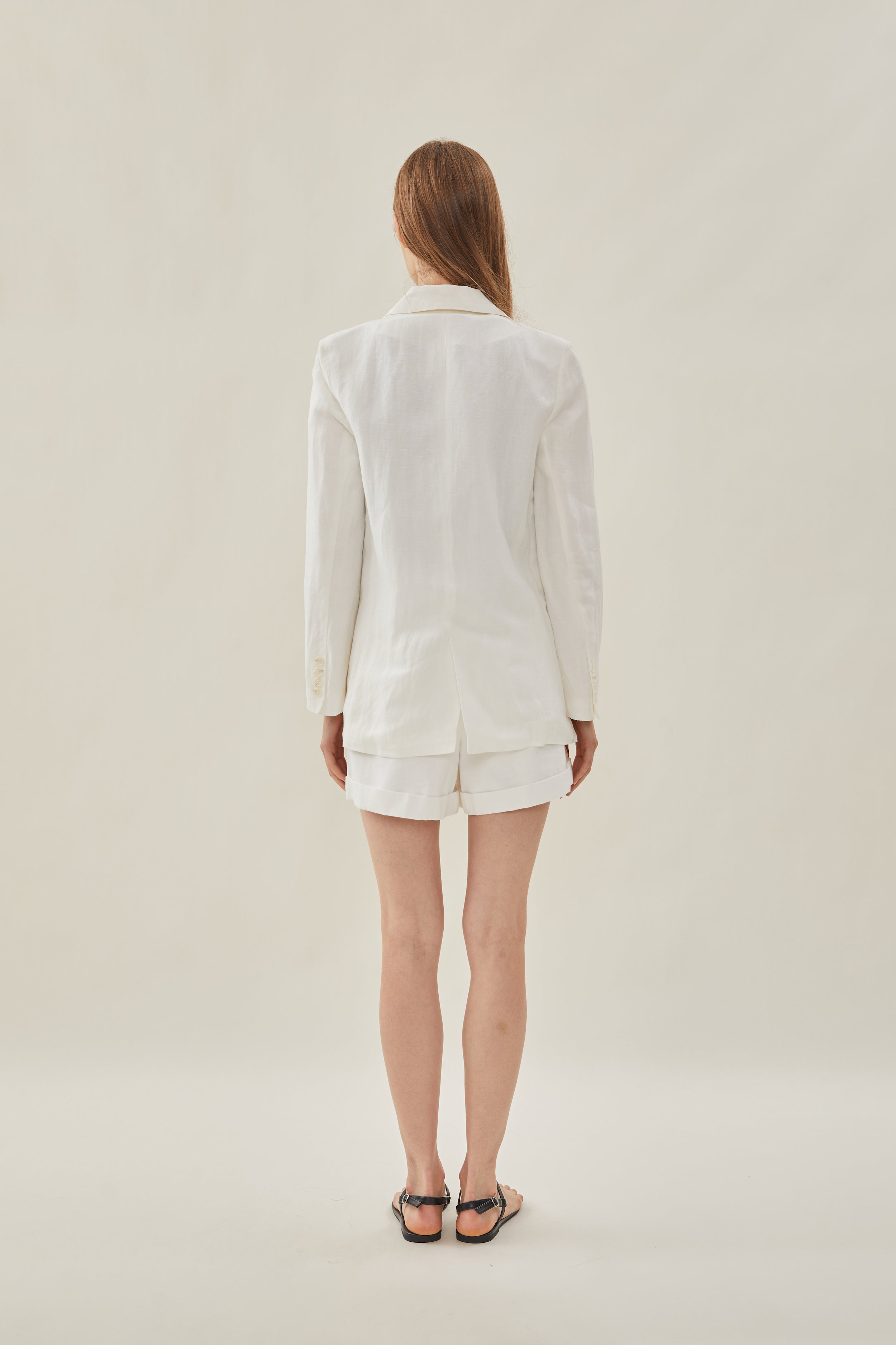 Oversized Linen Blazer in White