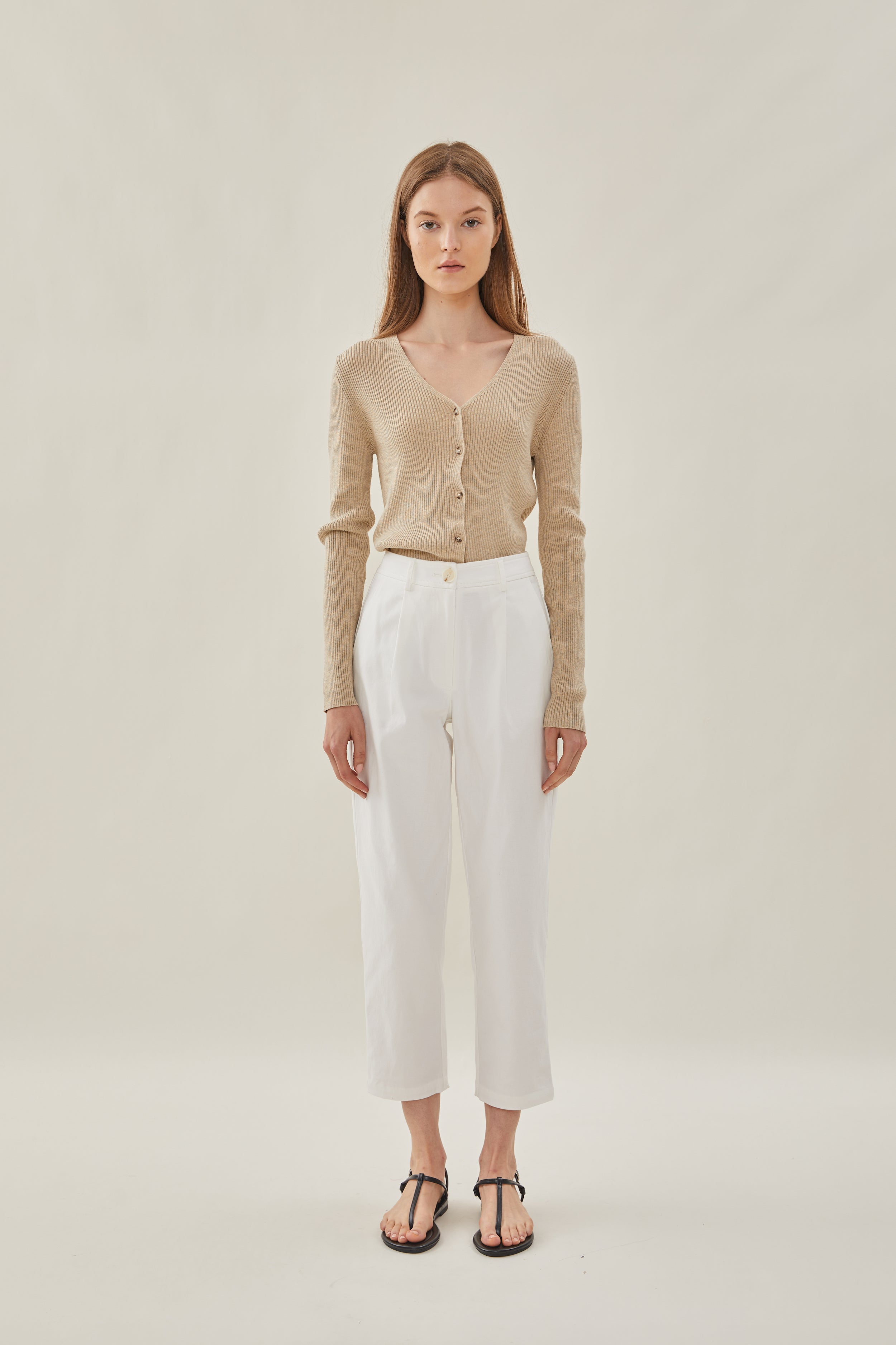 Pleated Cotton Culottes in White