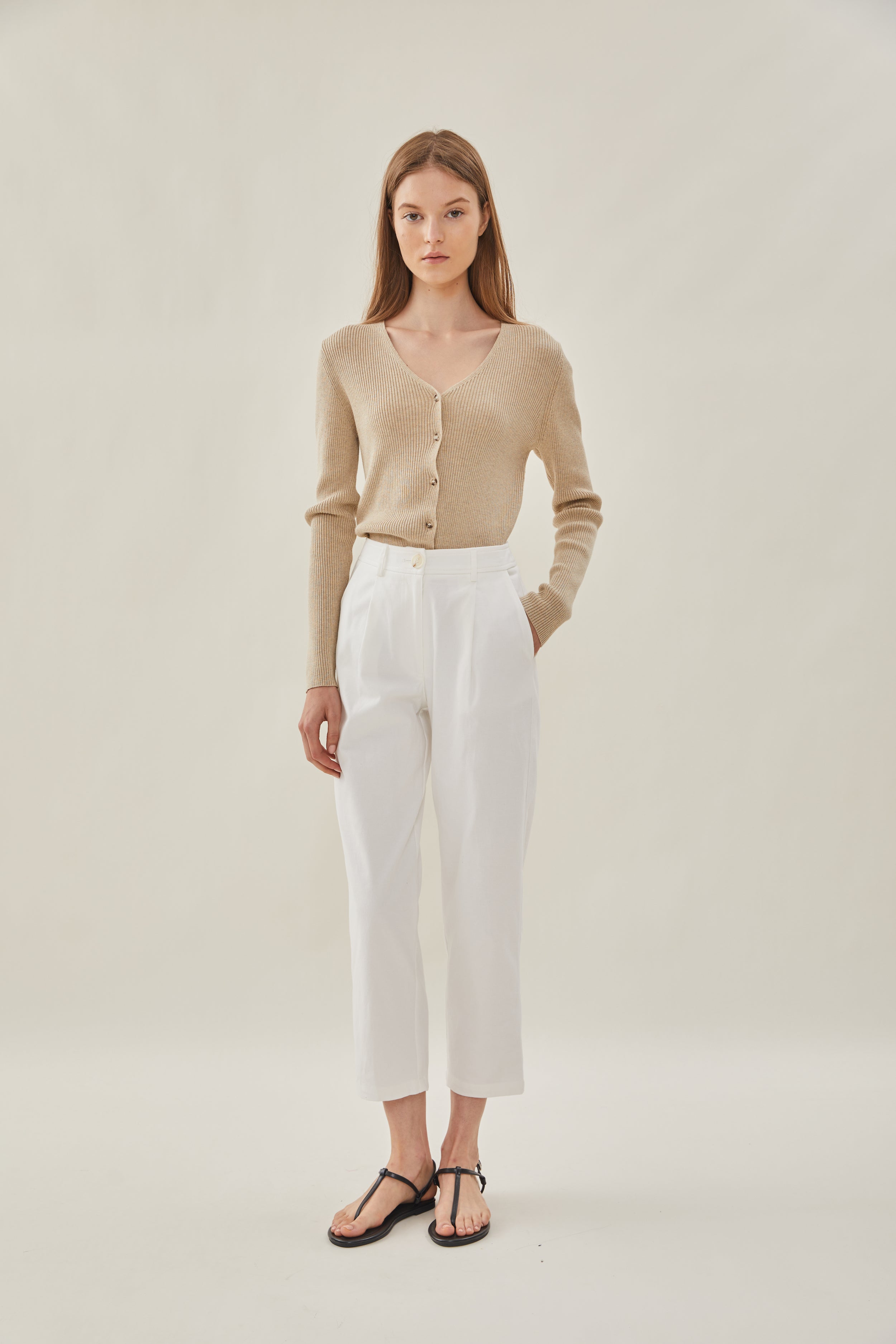 Pleated Cotton Culottes in White