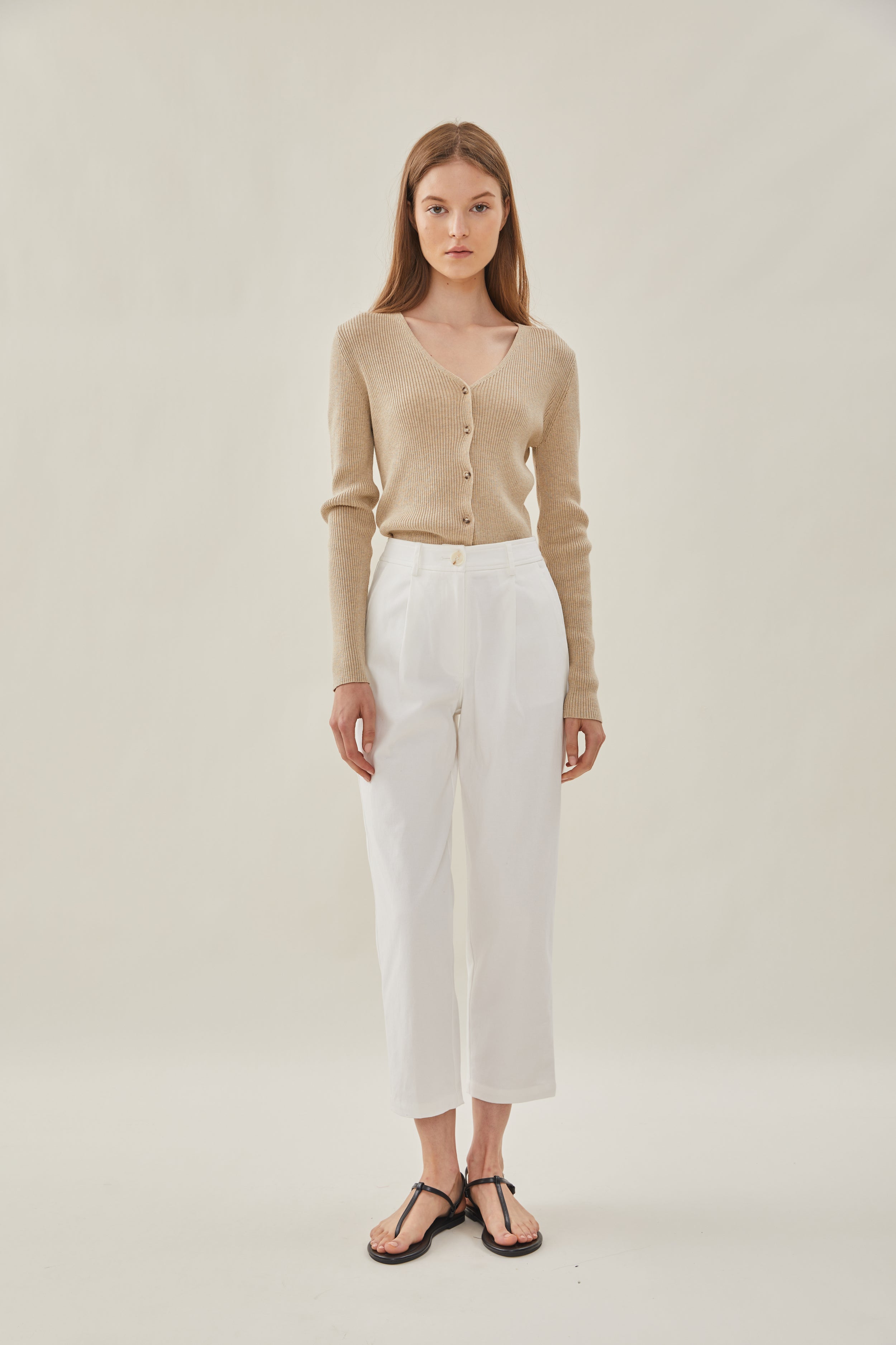 Pleated Cotton Culottes in White