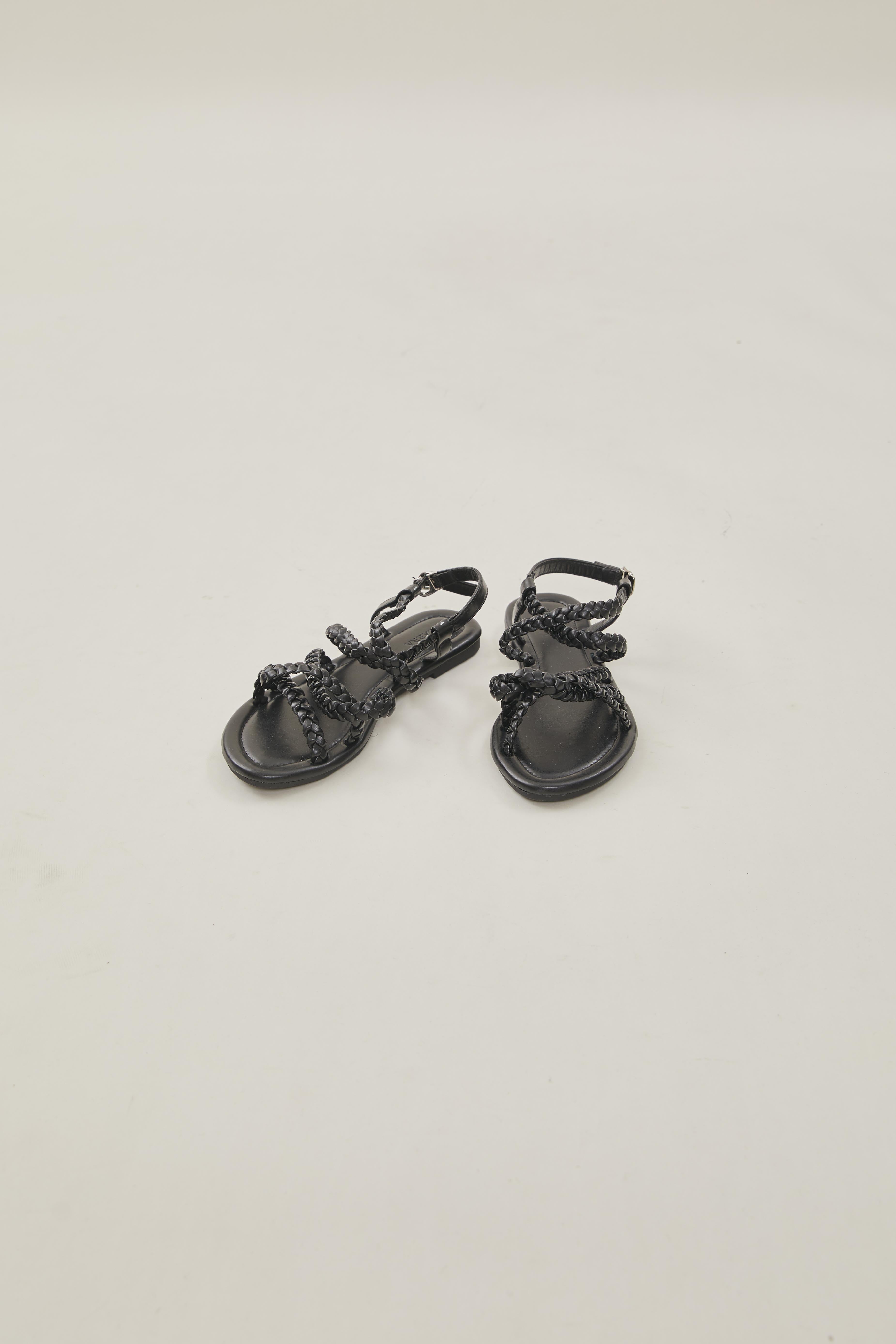 Roma Pleated Sandals in Black