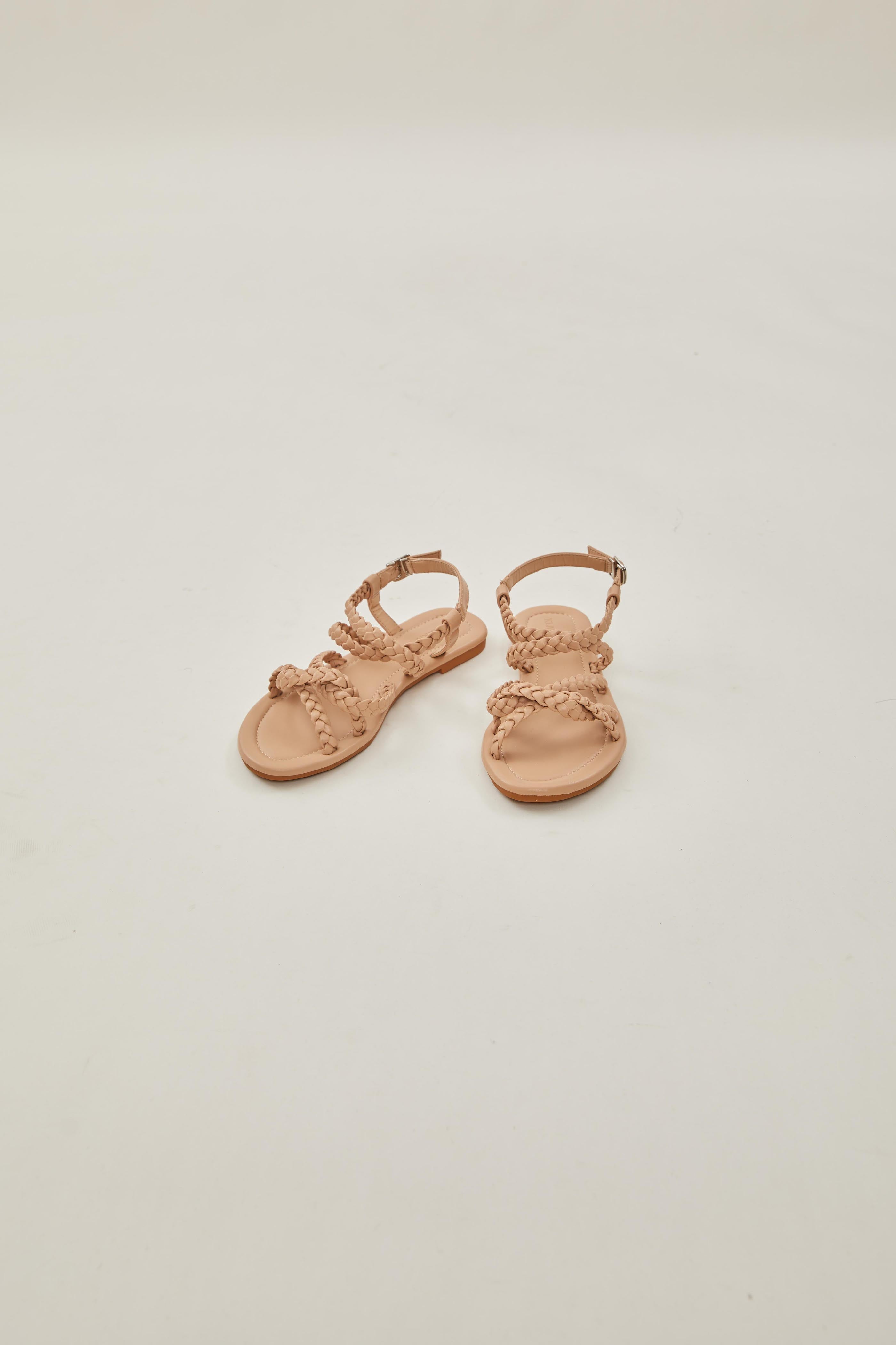 Roma Pleated Sandals in Beige