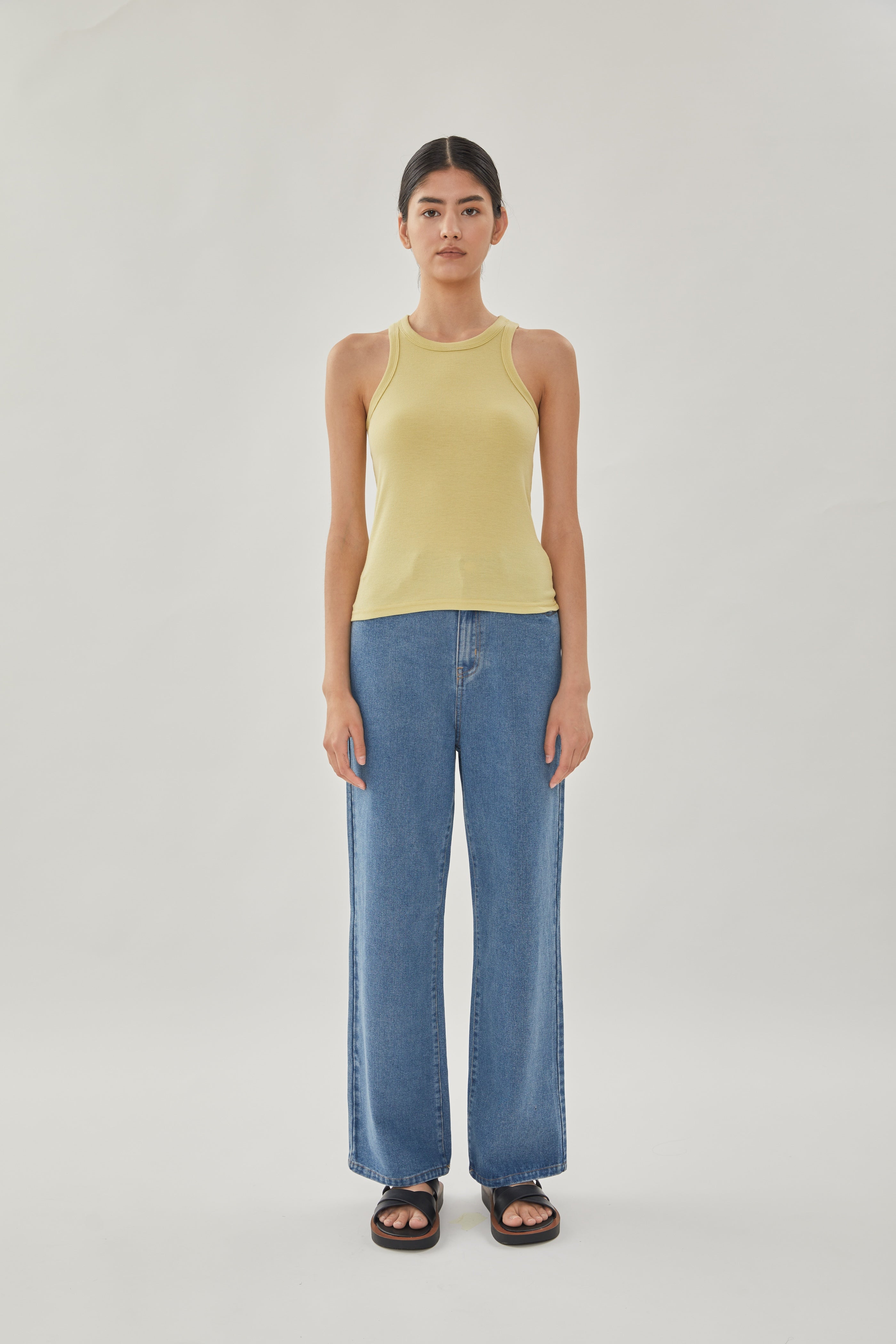 Curved Rib Tank in Light Moss