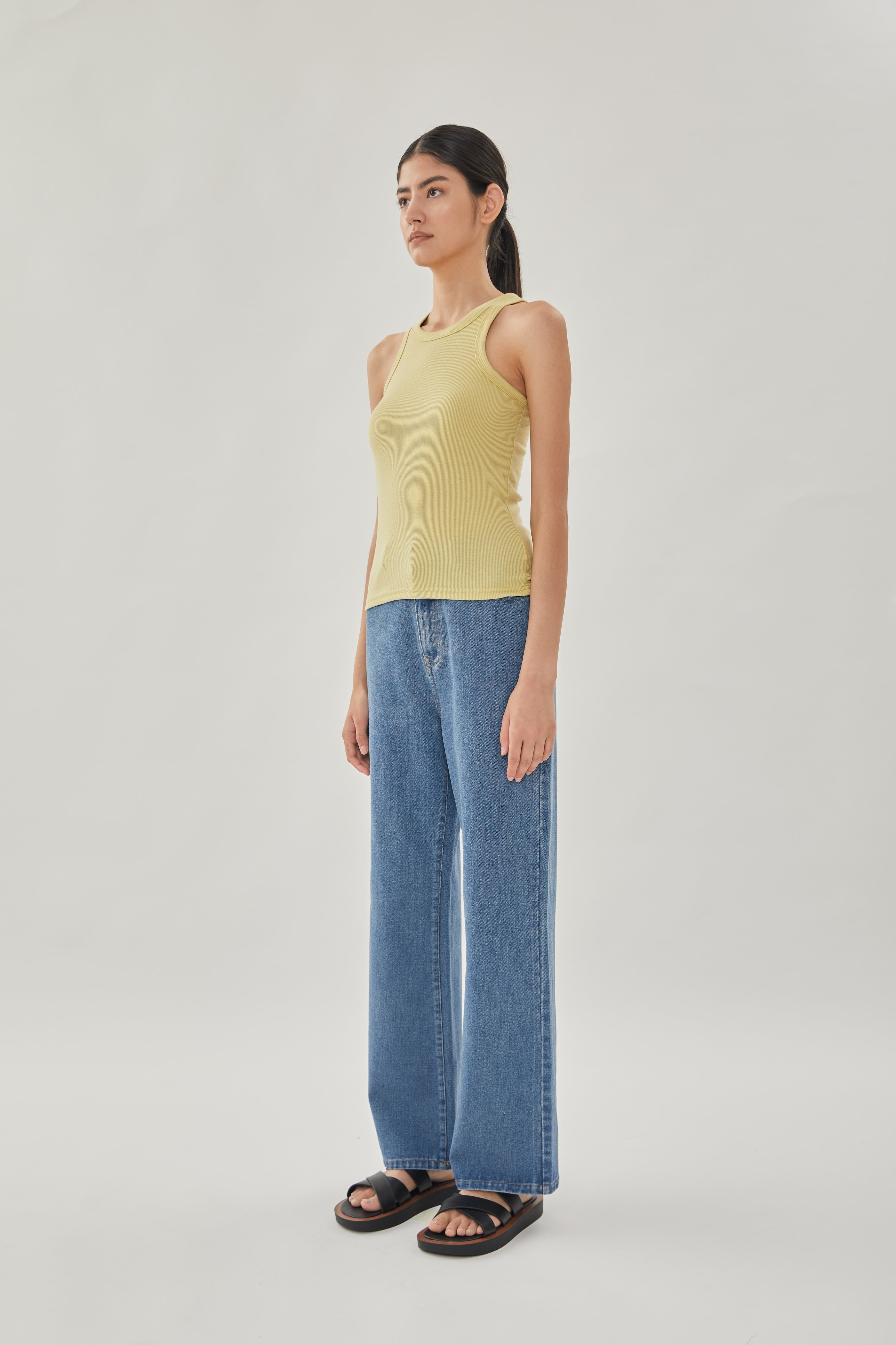 Curved Rib Tank in Light Moss