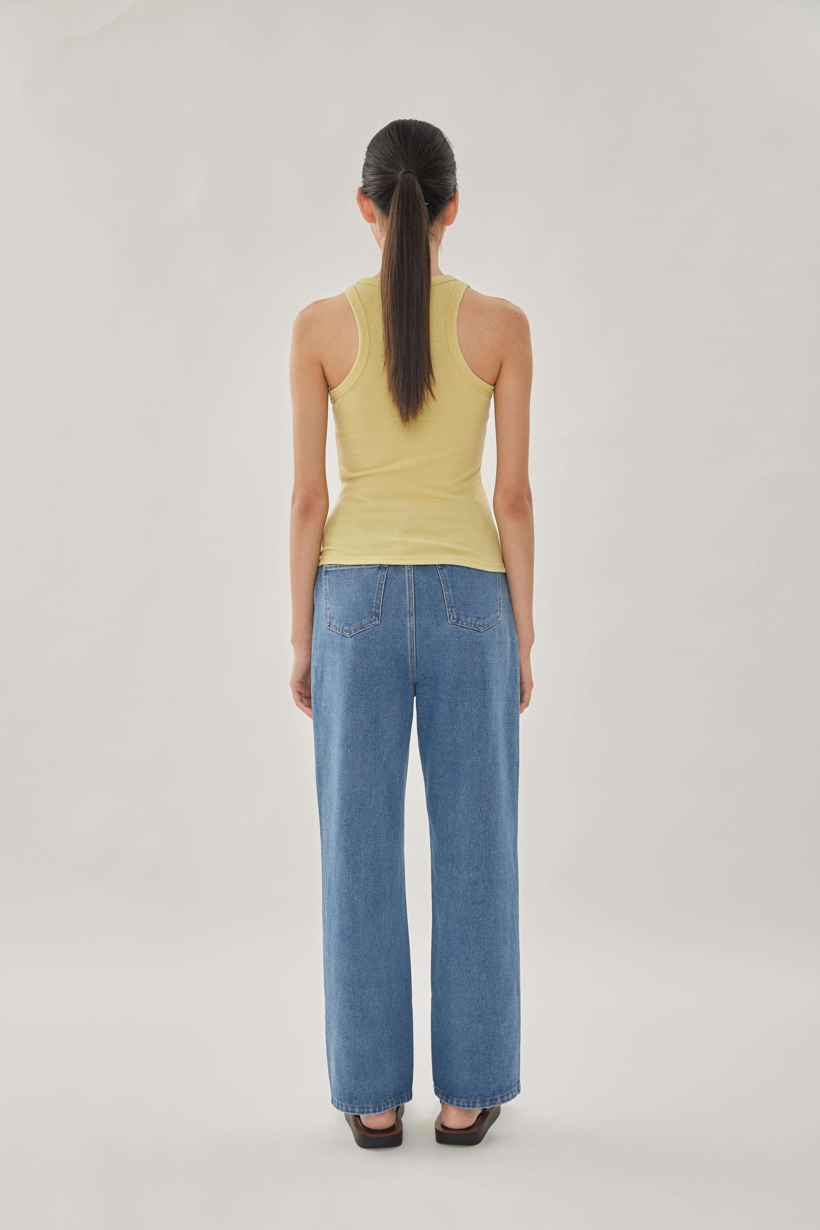 Curved Rib Tank in Light Moss