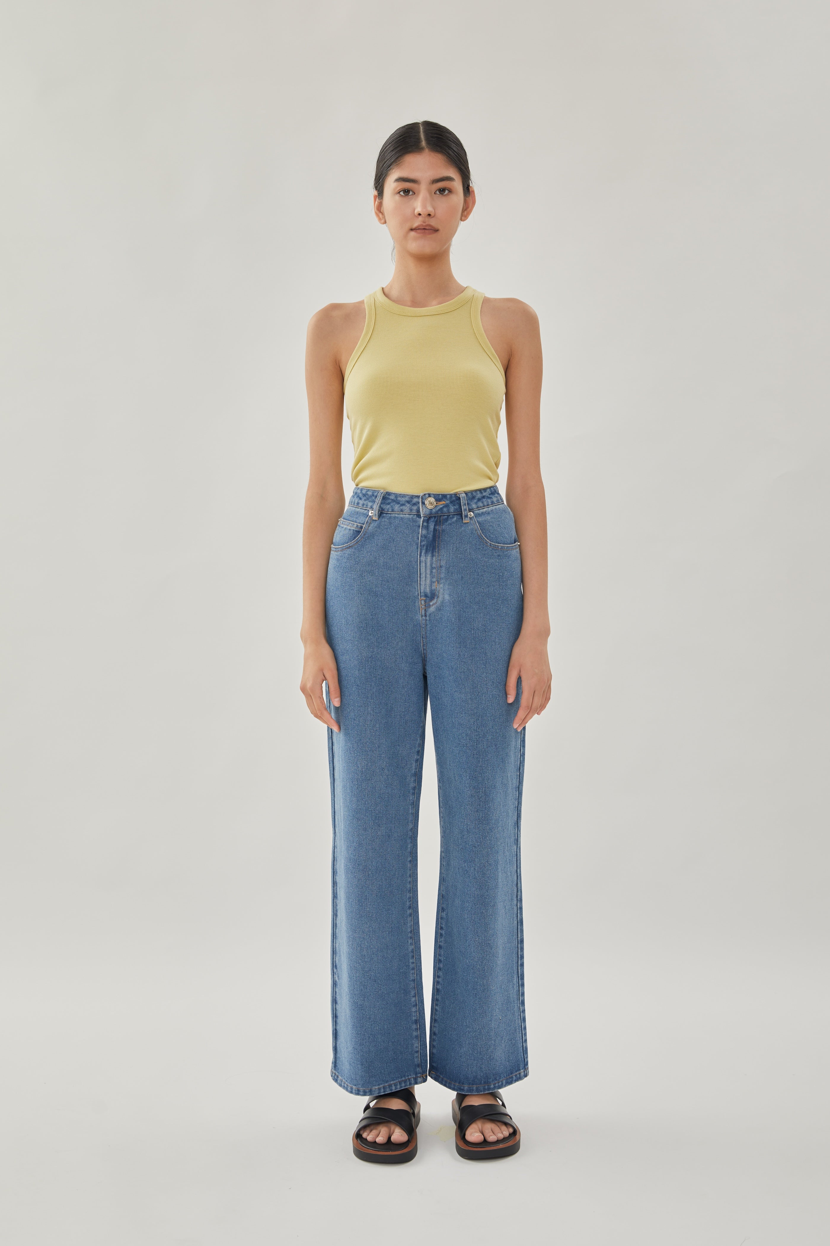 Curved Rib Tank in Light Moss
