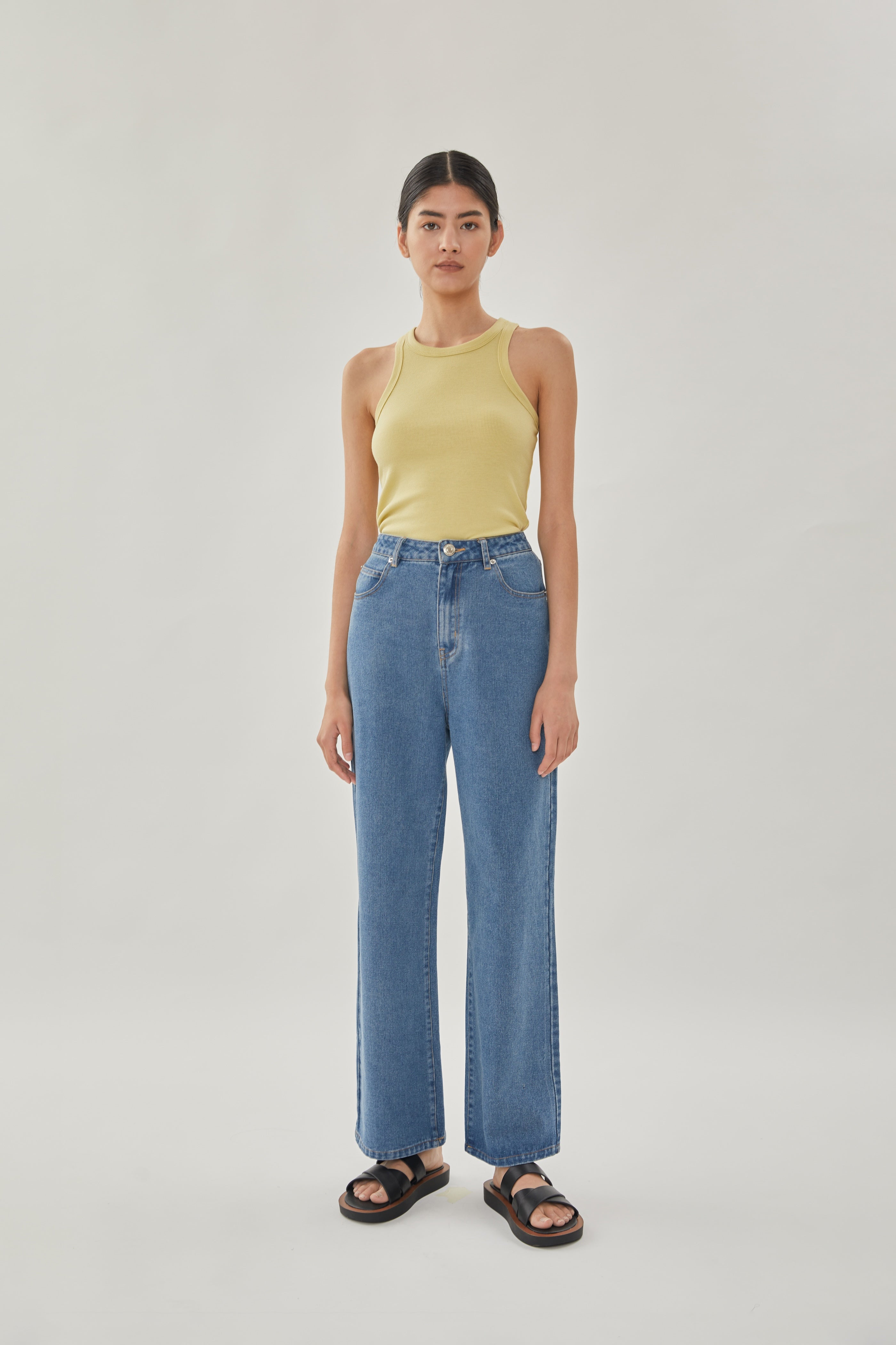 Curved Rib Tank in Light Moss