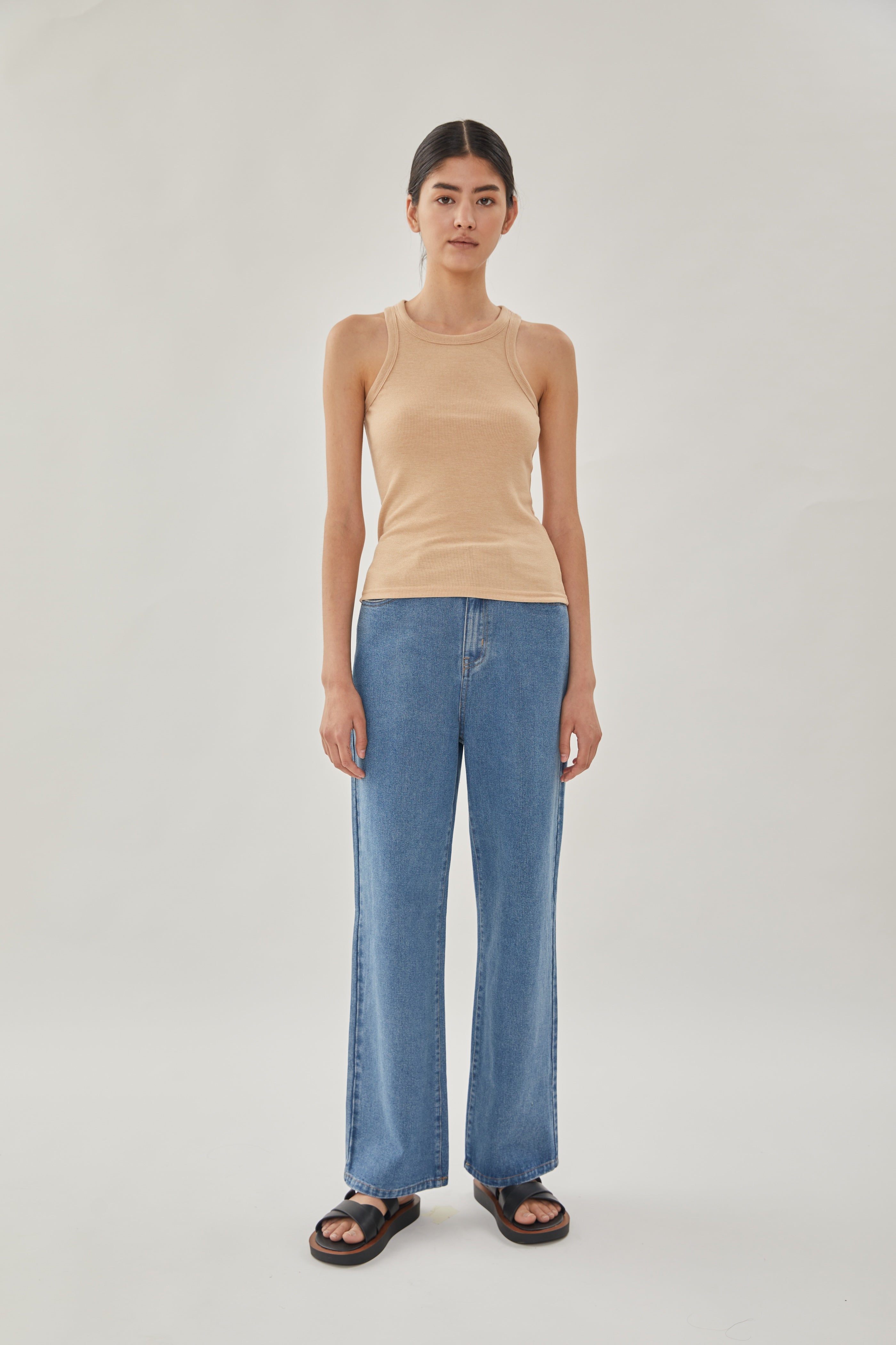 Curved Rib Tank in Khaki