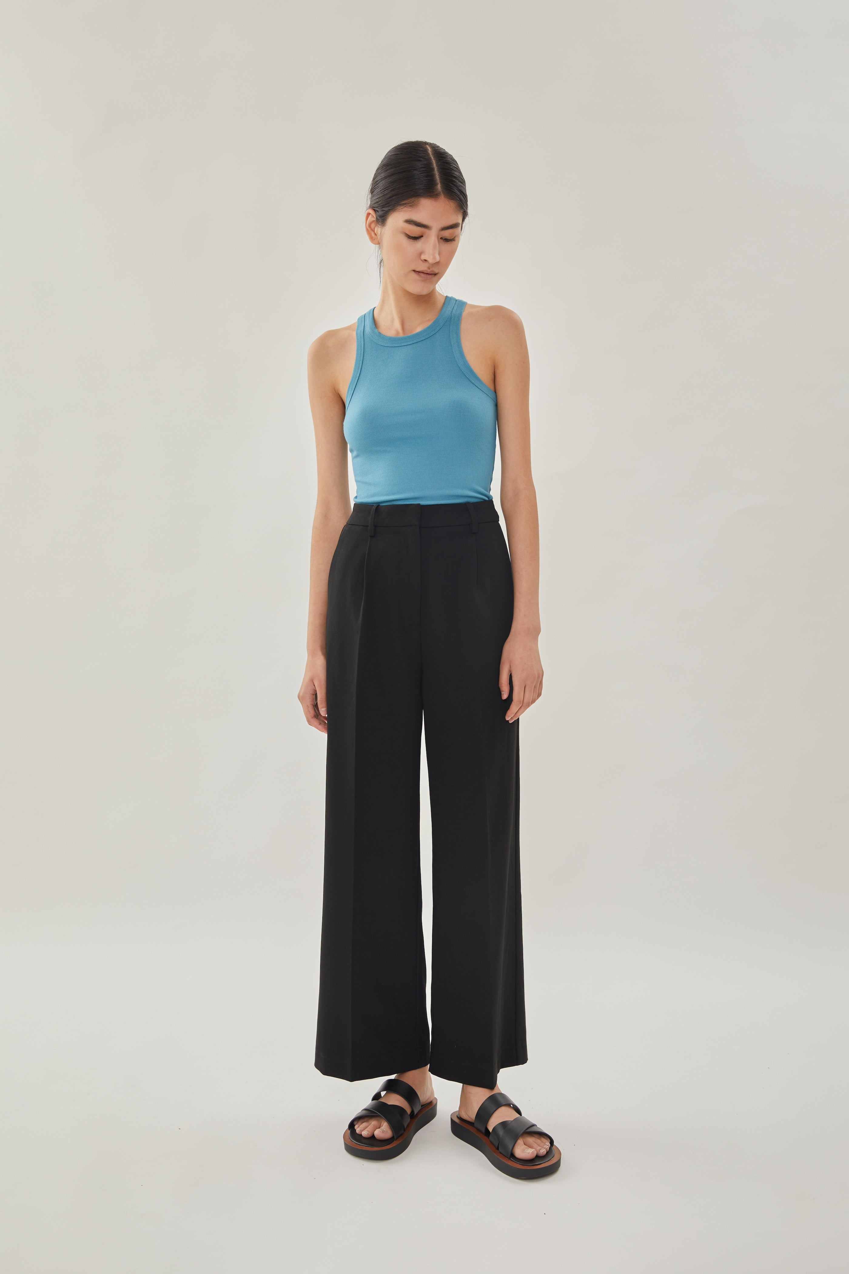 Curved Rib Tank in Stone Blue
