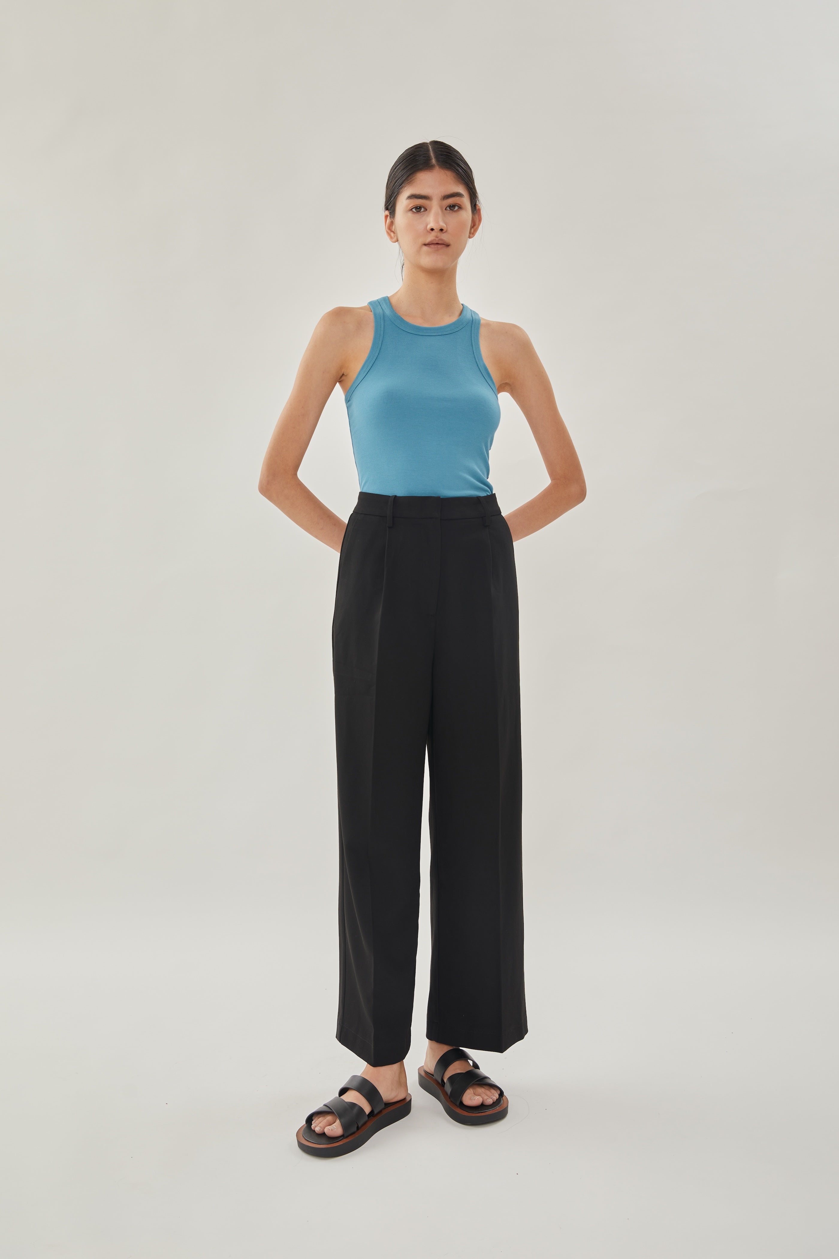 Curved Rib Tank in Stone Blue