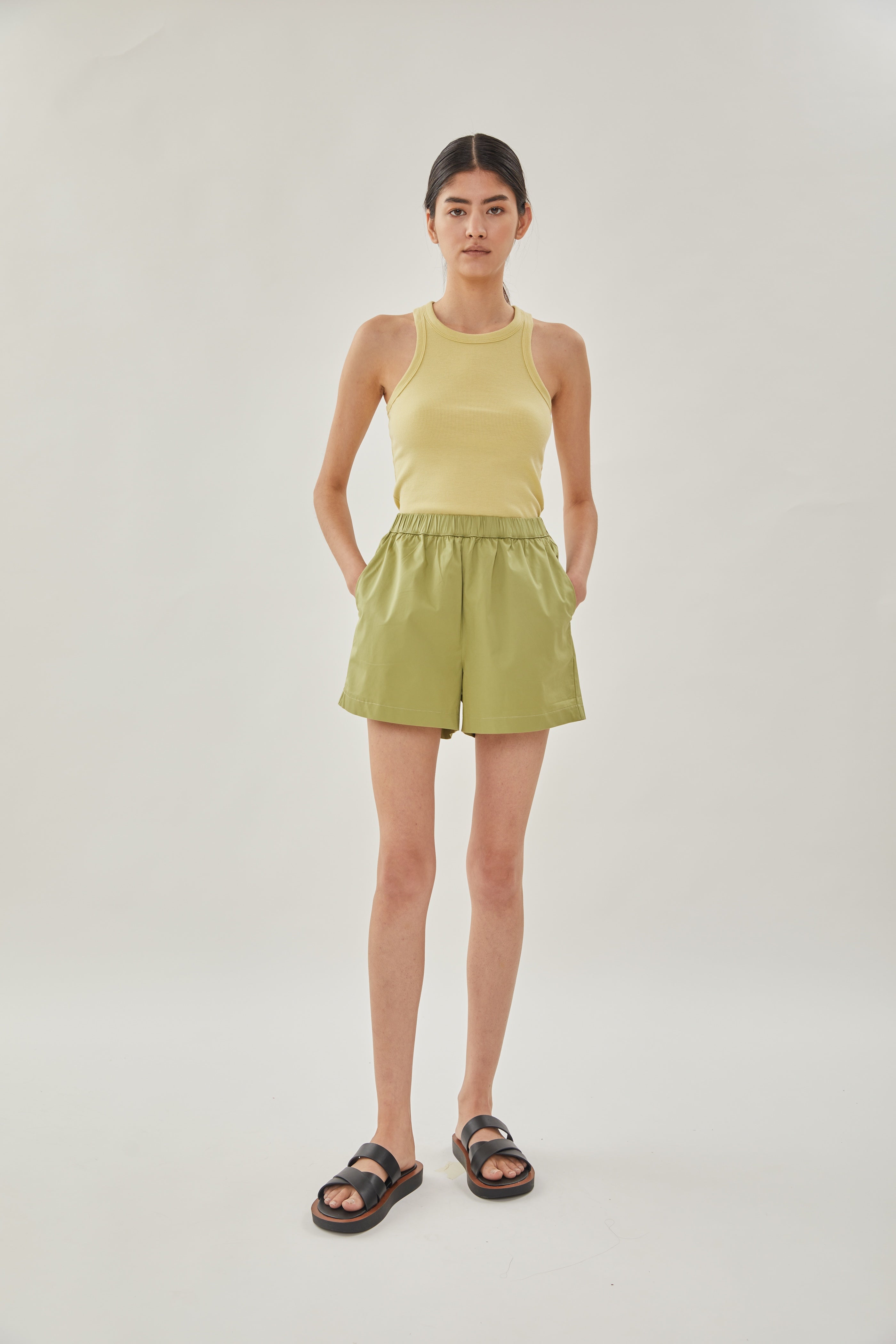 Cotton Relaxed Shorts in Fern