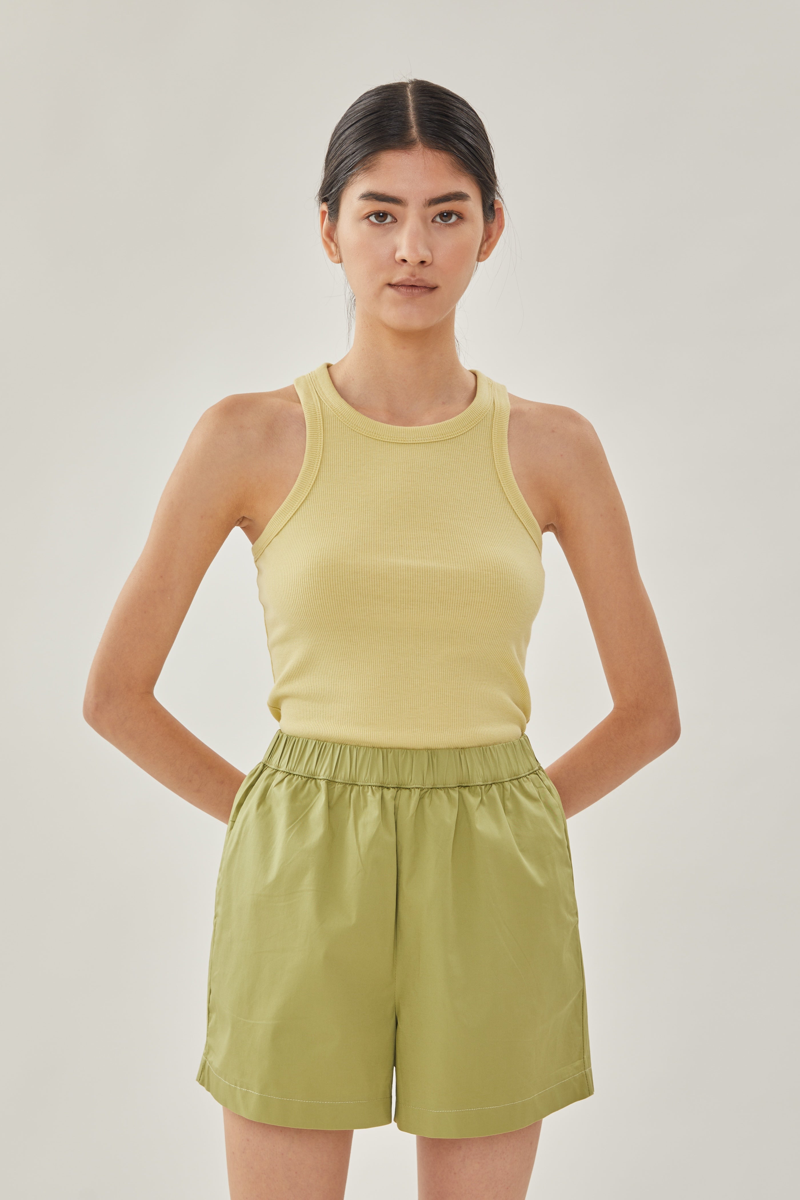 Cotton Relaxed Shorts in Fern