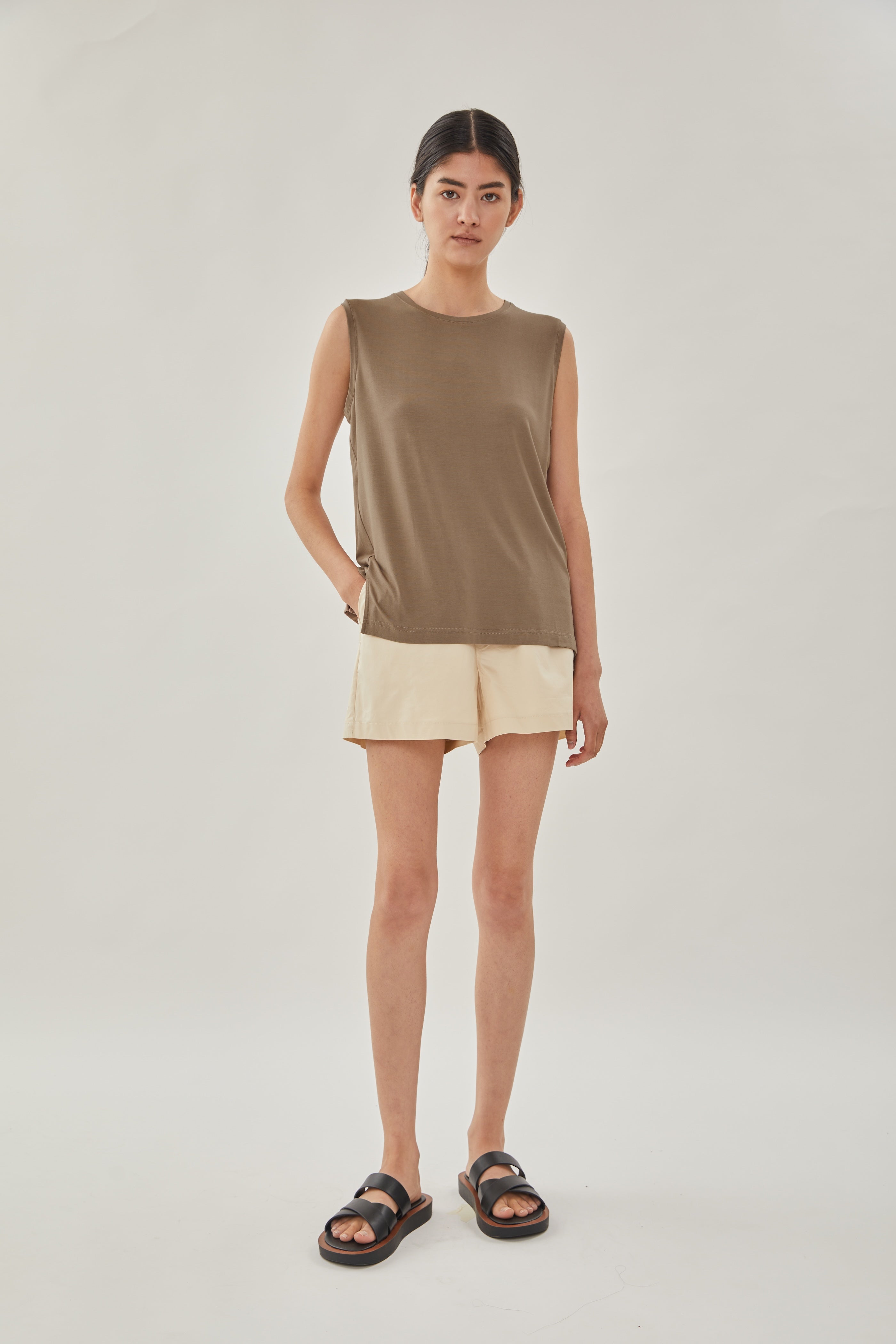 STUDIOS Sleeveless Tee in Stone
