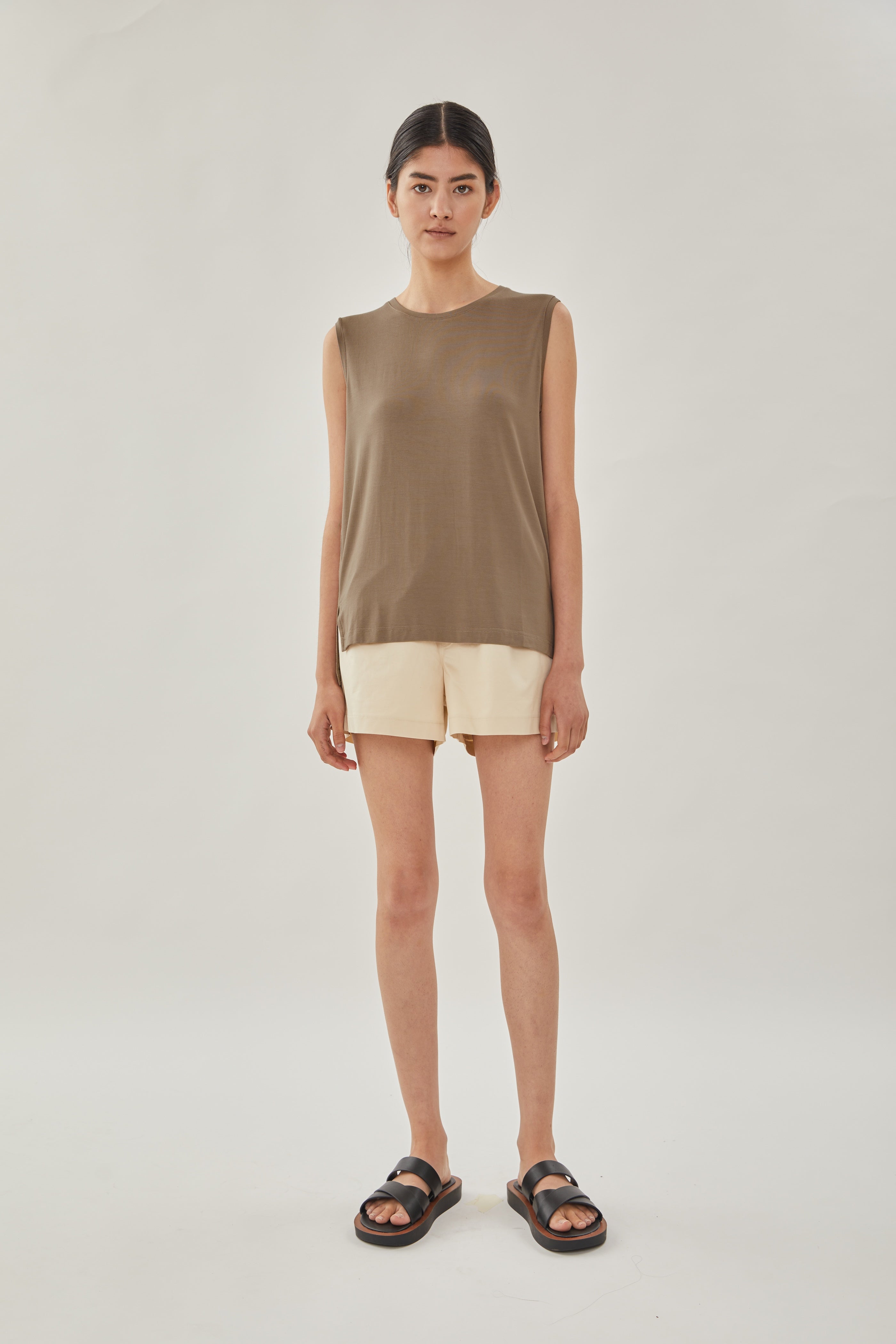 STUDIOS Sleeveless Tee in Stone