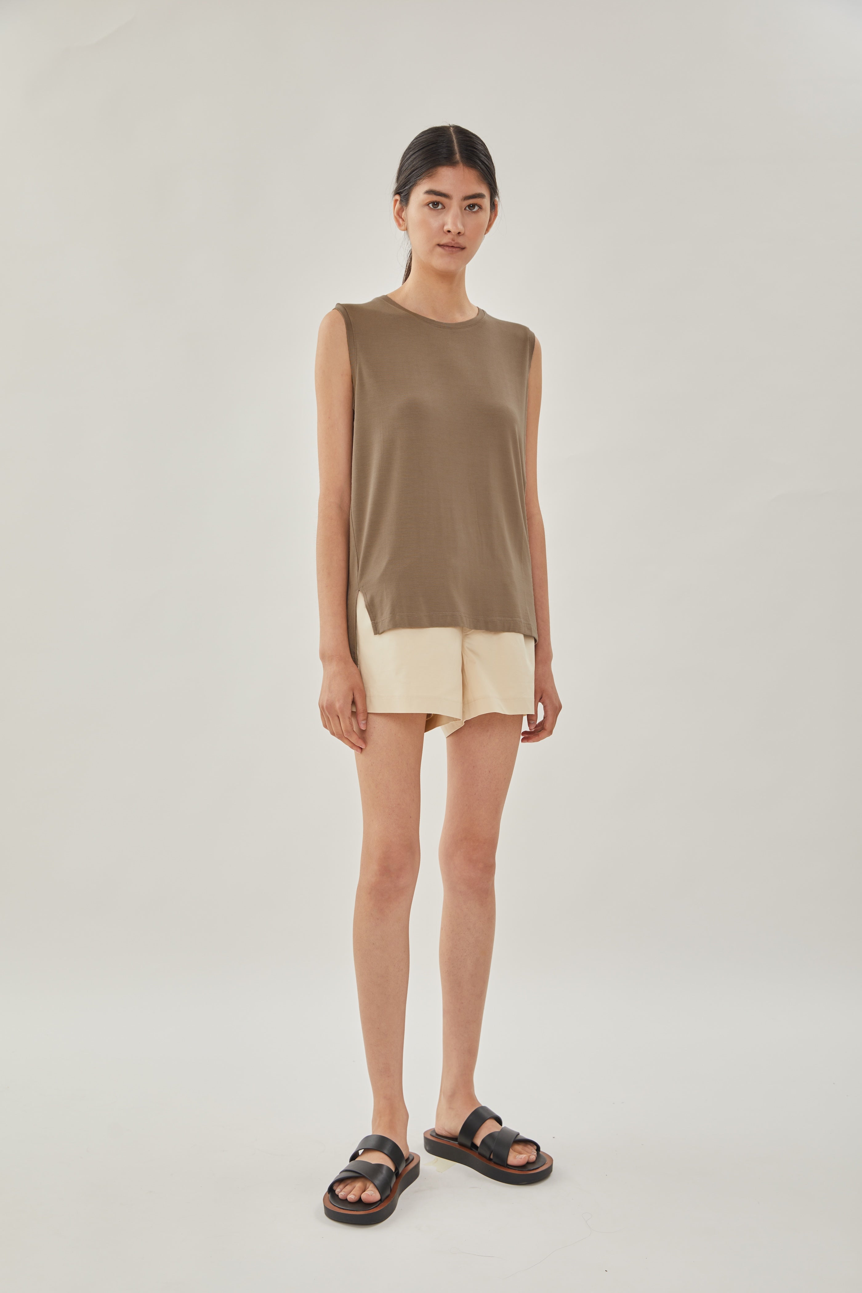 STUDIOS Sleeveless Tee in Stone